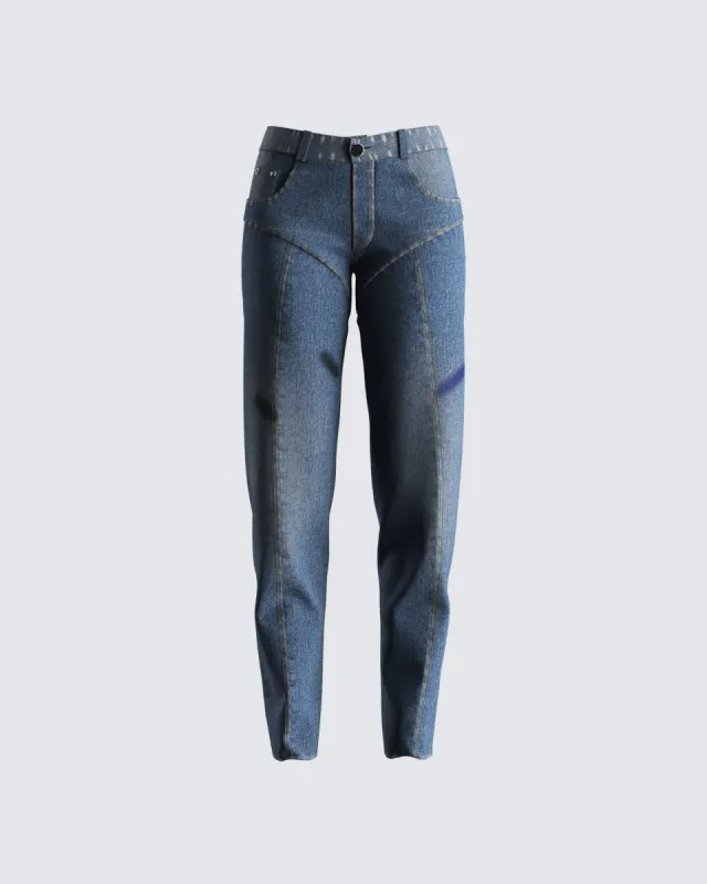 Audrey Blue Mid Rise Jeans sold by Finesse