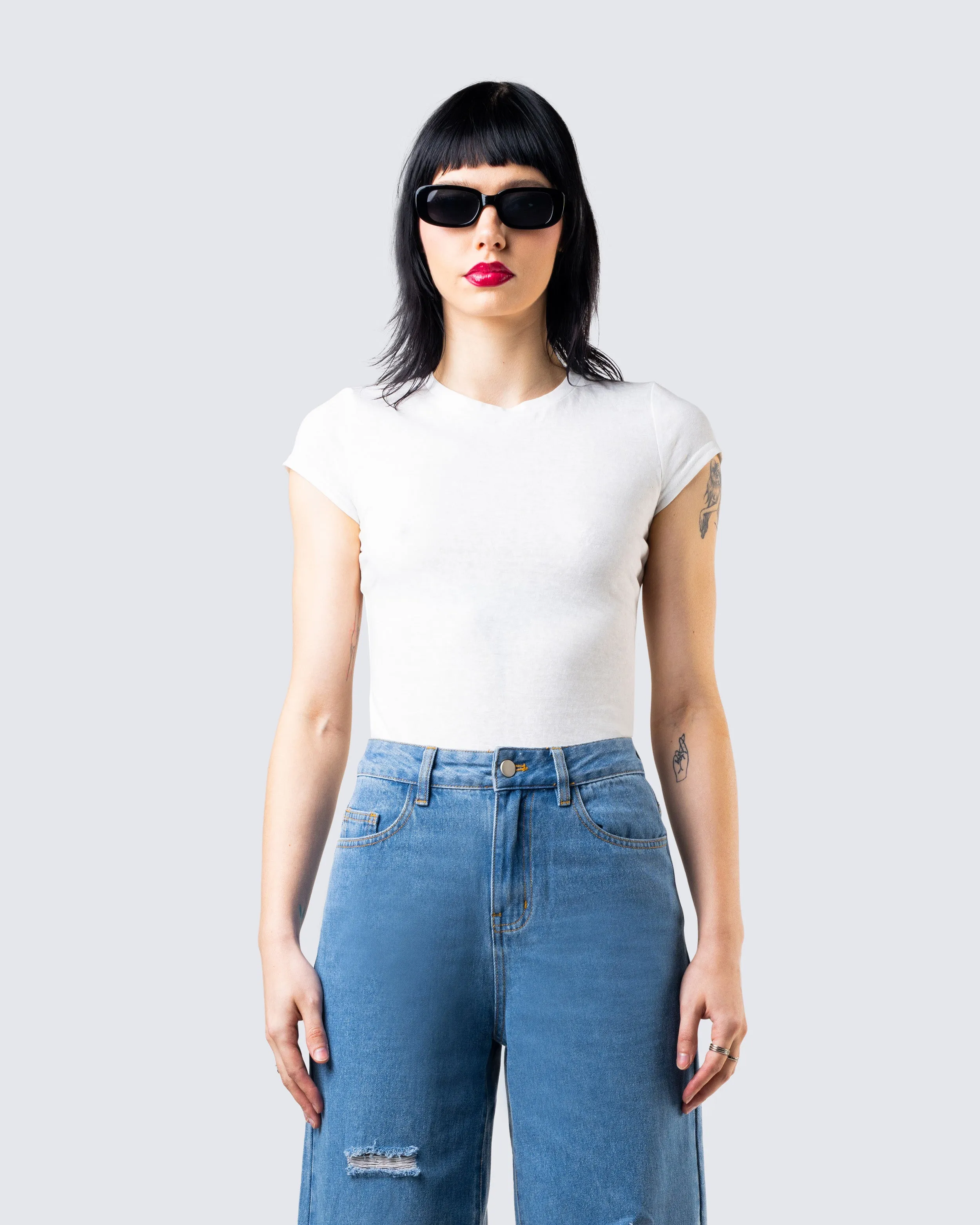 Asher White Slub Knit T Shirt Top sold by Finesse product image thumbnail 4