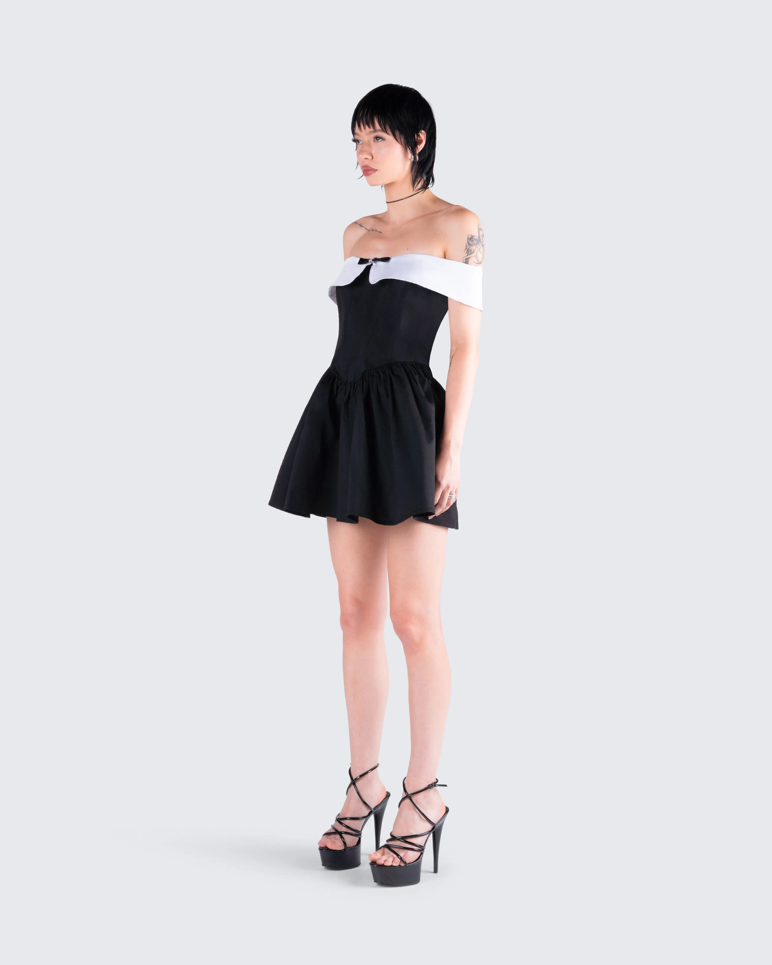 Vale Black Off Shoulder Mini Dress | Parallel Vale Black Off Shoulder Mini Dress | Parallel