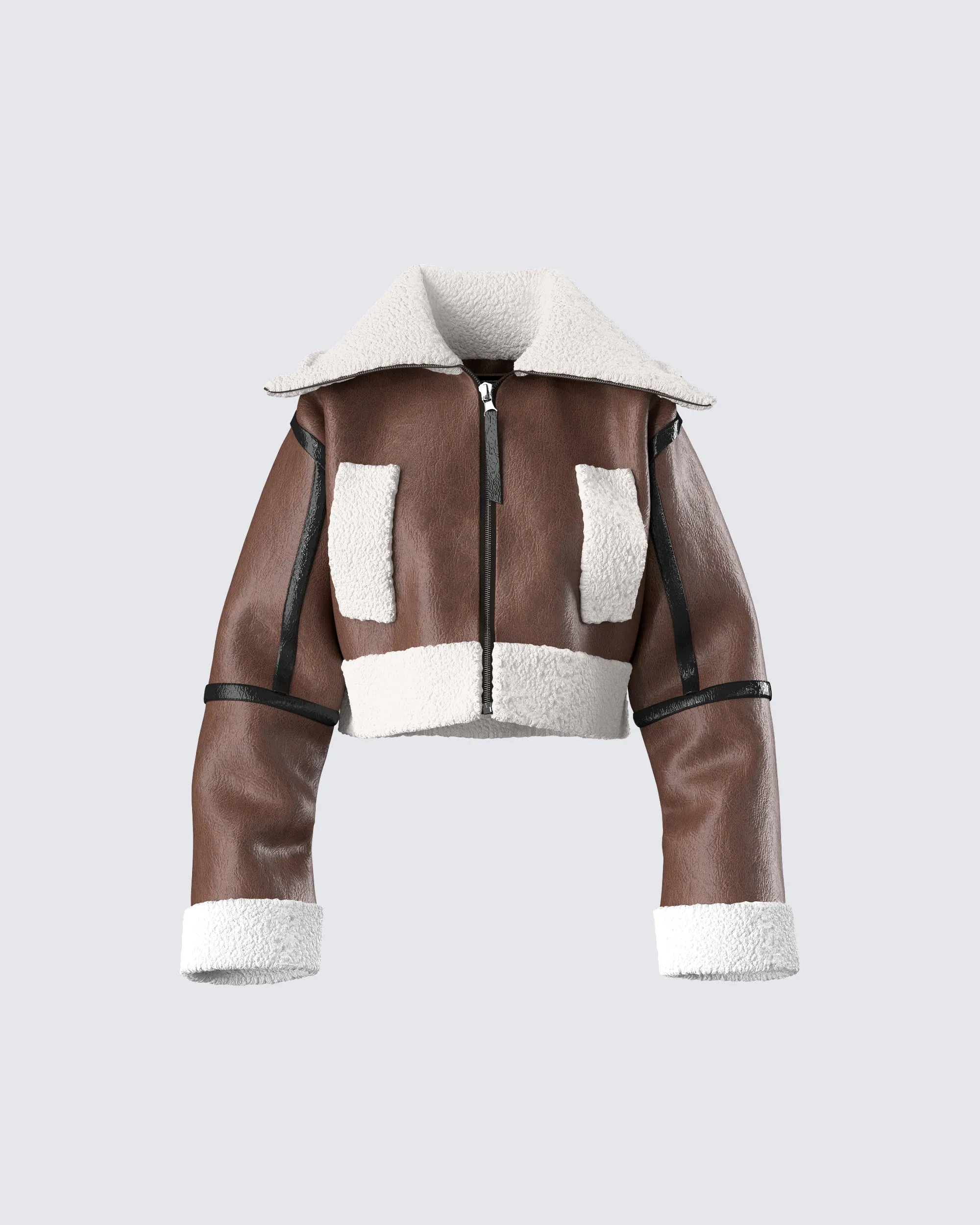 Farah Brown Vegan Leather Bomber sold by Finesse