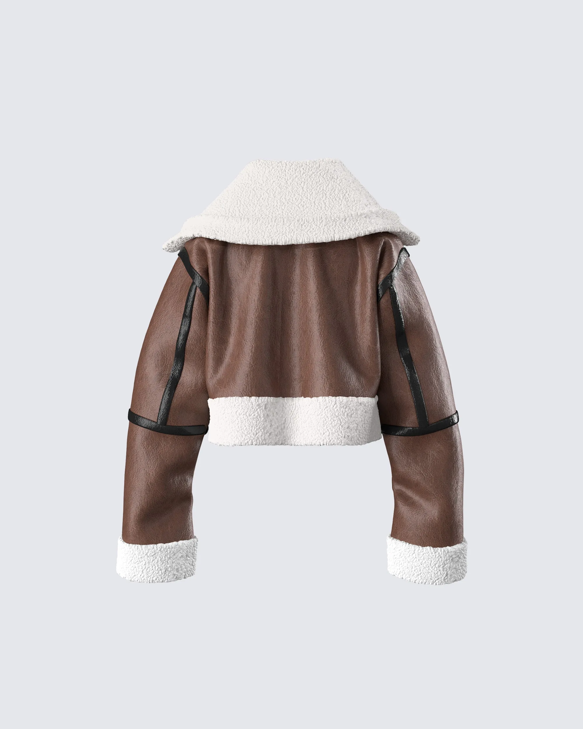 Farah Brown Vegan Leather Bomber sold by Finesse product image thumbnail 3