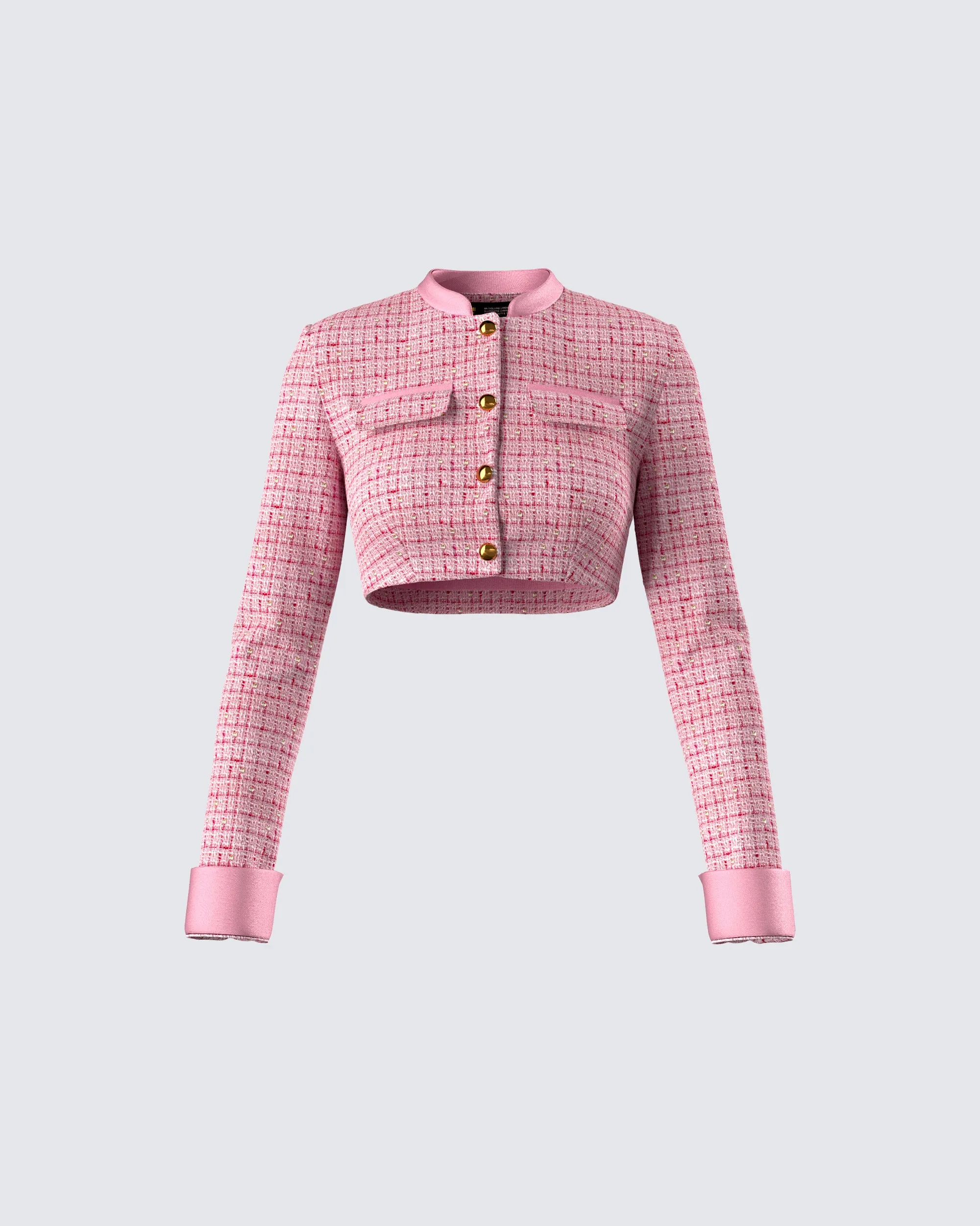 Pippa Pink Tweed Cropped Jacket sold by Finesse