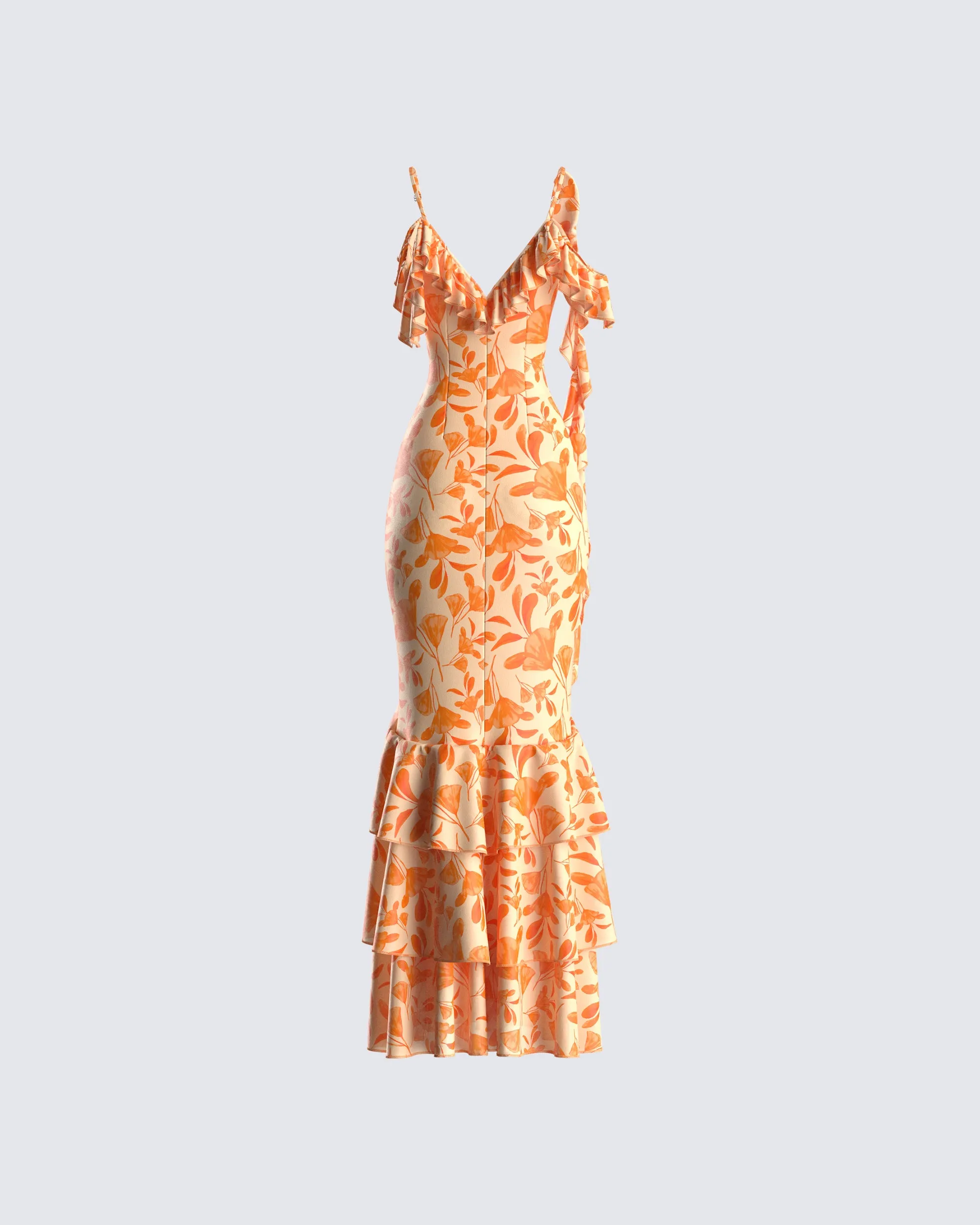 Olga Orange Flower Print Dress sold by Finesse product image thumbnail 3