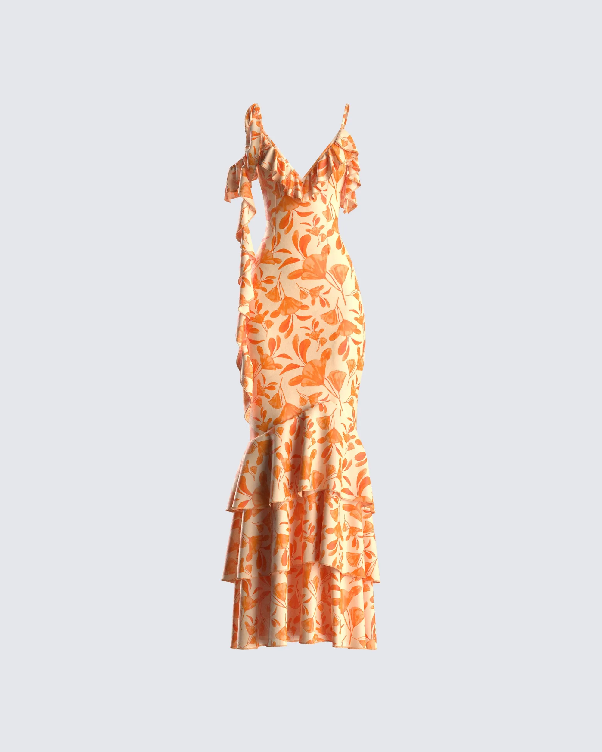 Olga Orange Flower Print Dress sold by Finesse