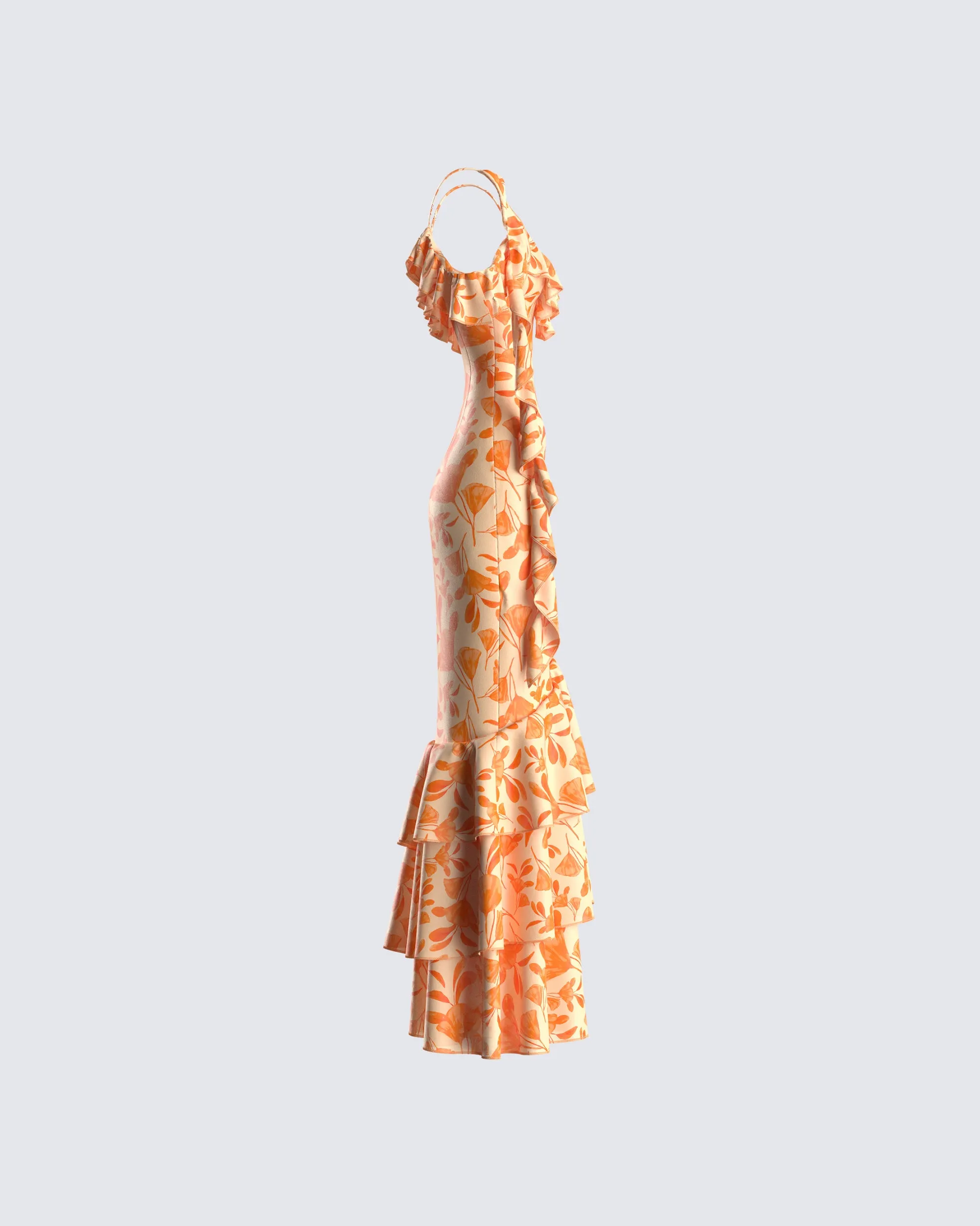 Olga Orange Flower Print Dress sold by Finesse product image thumbnail 2