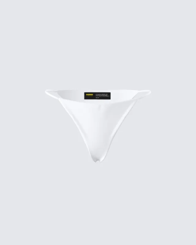 Twyla White Cheeky Bikini Bottom sold by Finesse