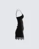 Yira Black Lace Trimmed Dress sold by Finesse
