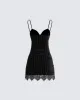 Yira Black Lace Trimmed Dress sold by Finesse