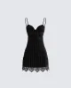 Yira Black Lace Trimmed Dress sold by Finesse