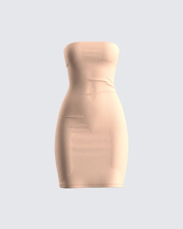 Maxine Beige Jersey Tube Dress sold by Finesse