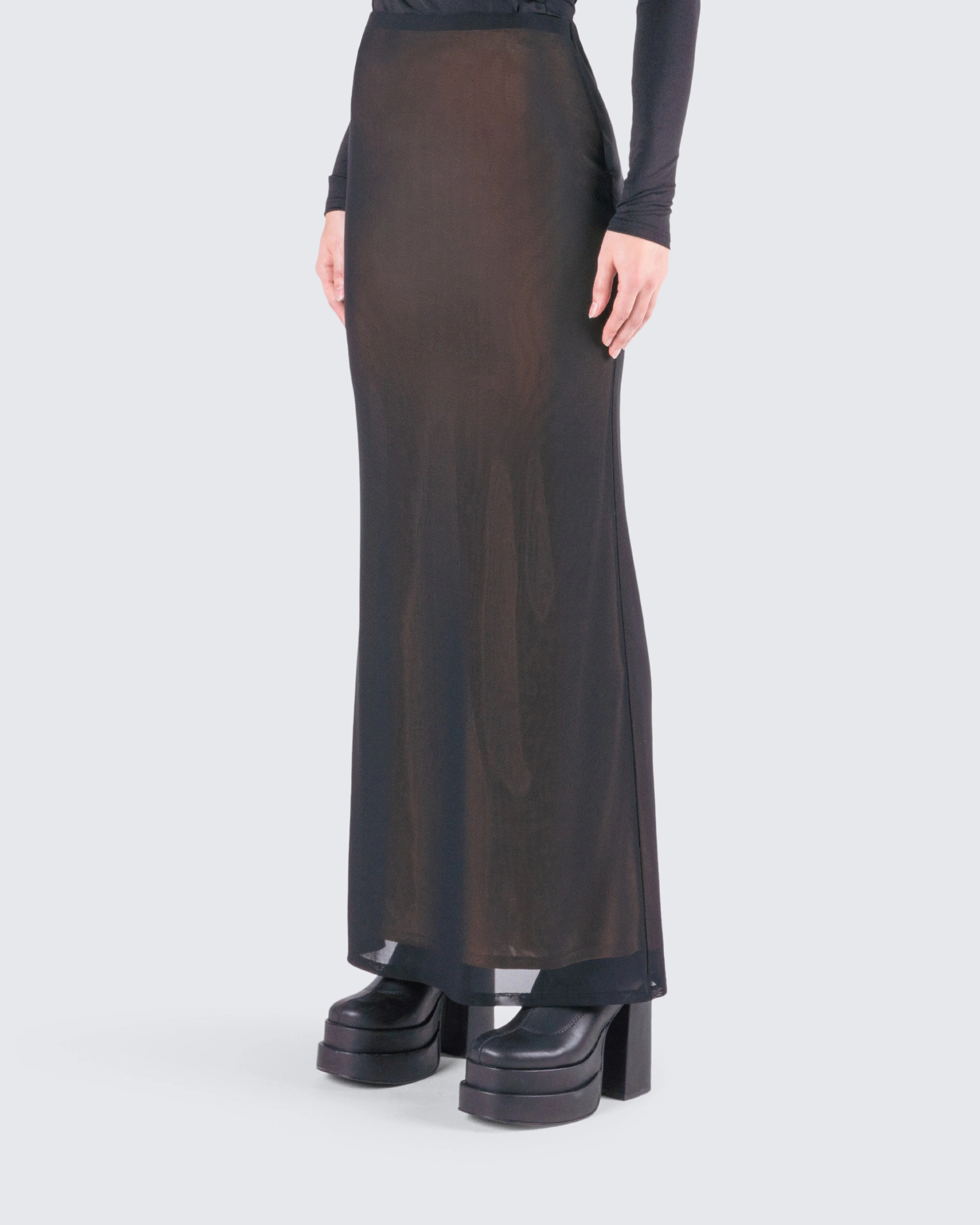Aela Black Mesh Maxi Skirt sold by Finesse product image thumbnail 5