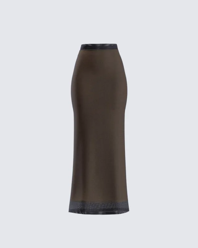Aela Black Mesh Maxi Skirt sold by Finesse