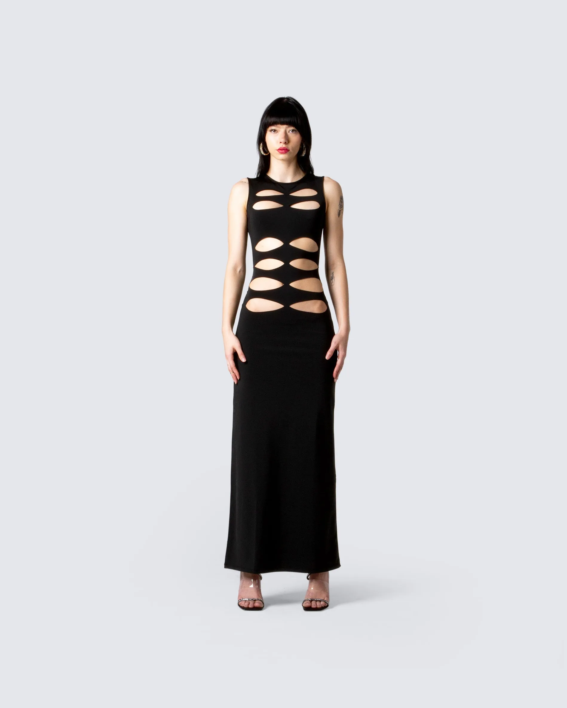 Simone Black Cut Out Dress sold by Finesse product image thumbnail 4