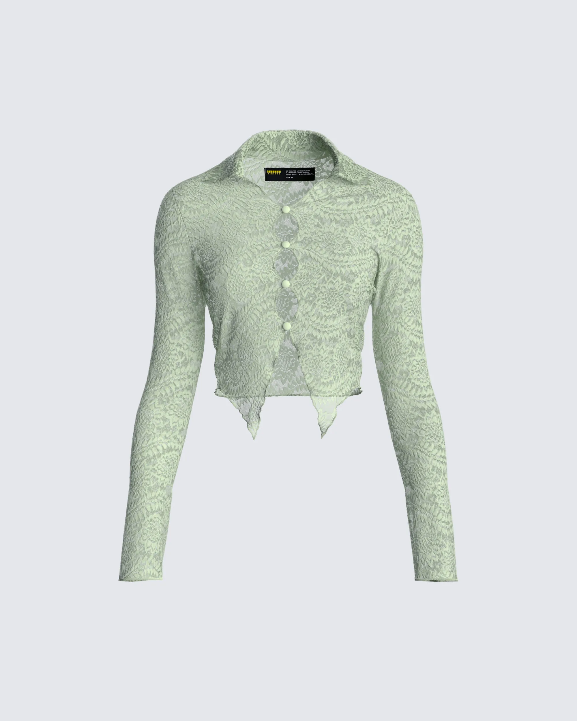 Mia Sage Stretch Lace Top sold by Finesse