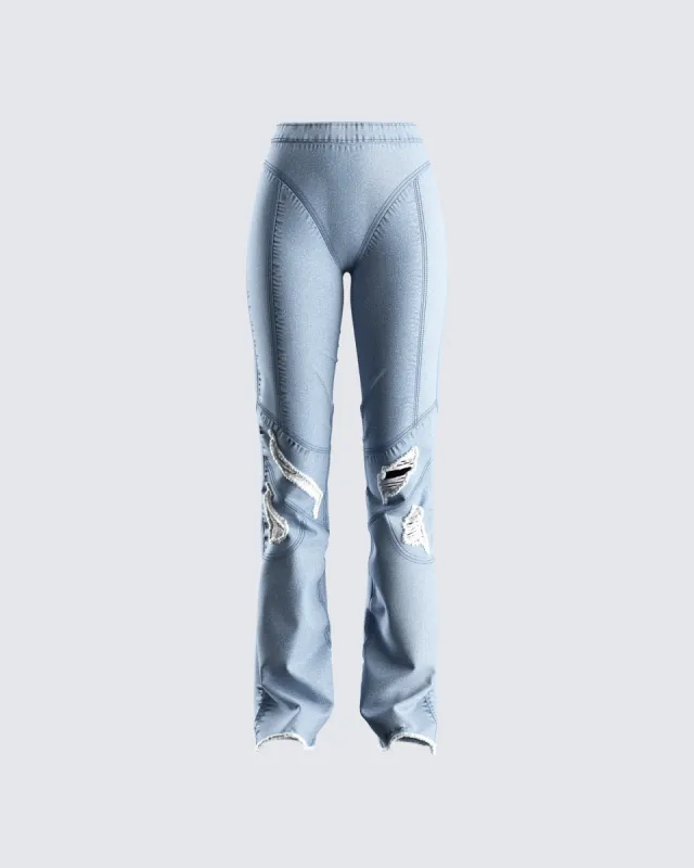 Yaritza Blue Denim Seamed Jean sold by Finesse