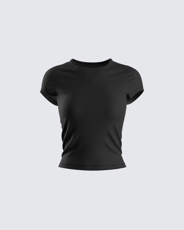 Itzel Black Jersey Knit Top sold by Finesse