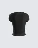 Itzel Black Jersey Knit Top sold by Finesse