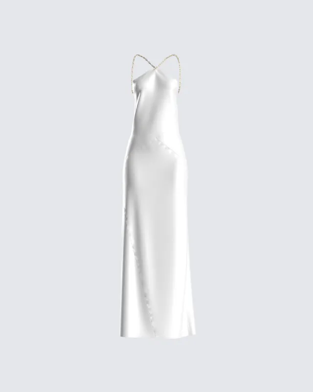 Nicola White Chain Maxi Dress sold by Finesse