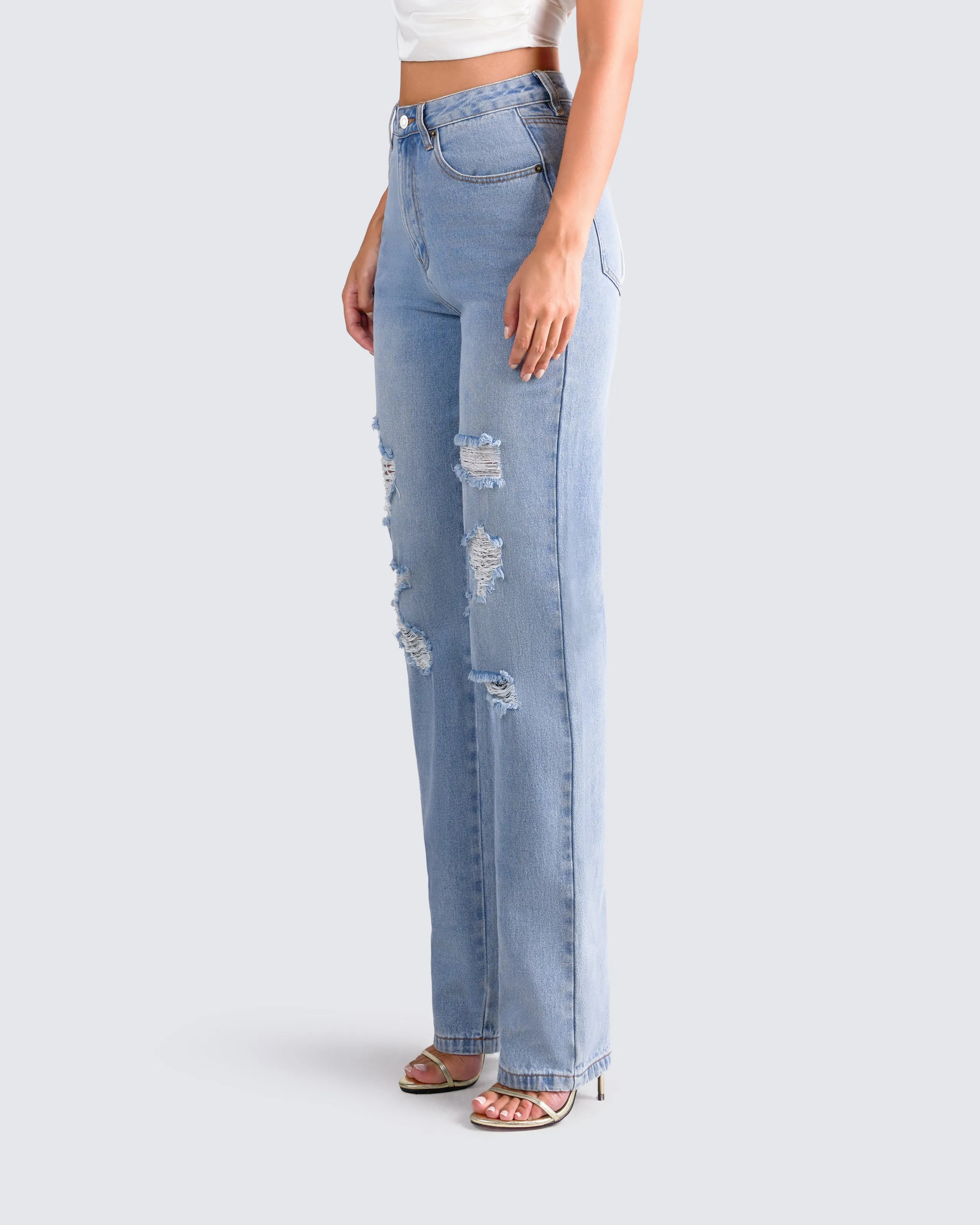 Monte Blue Denim Distressed Jean sold by Finesse product image thumbnail 5