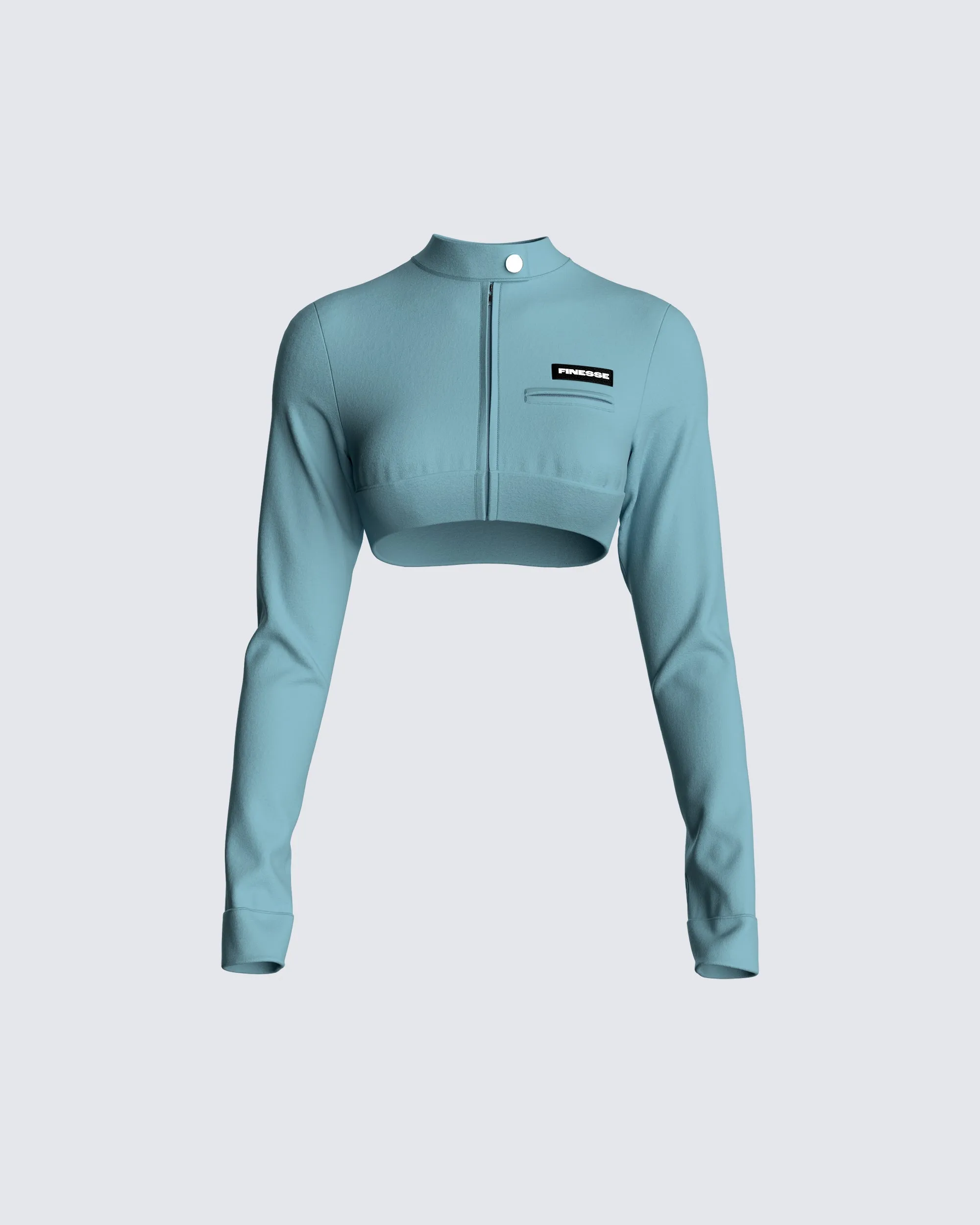 Jones Blue Zip Up Top sold by Finesse