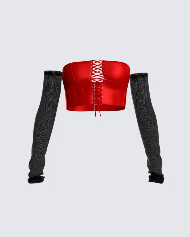Cleo Corset Top & Gloves sold by Finesse