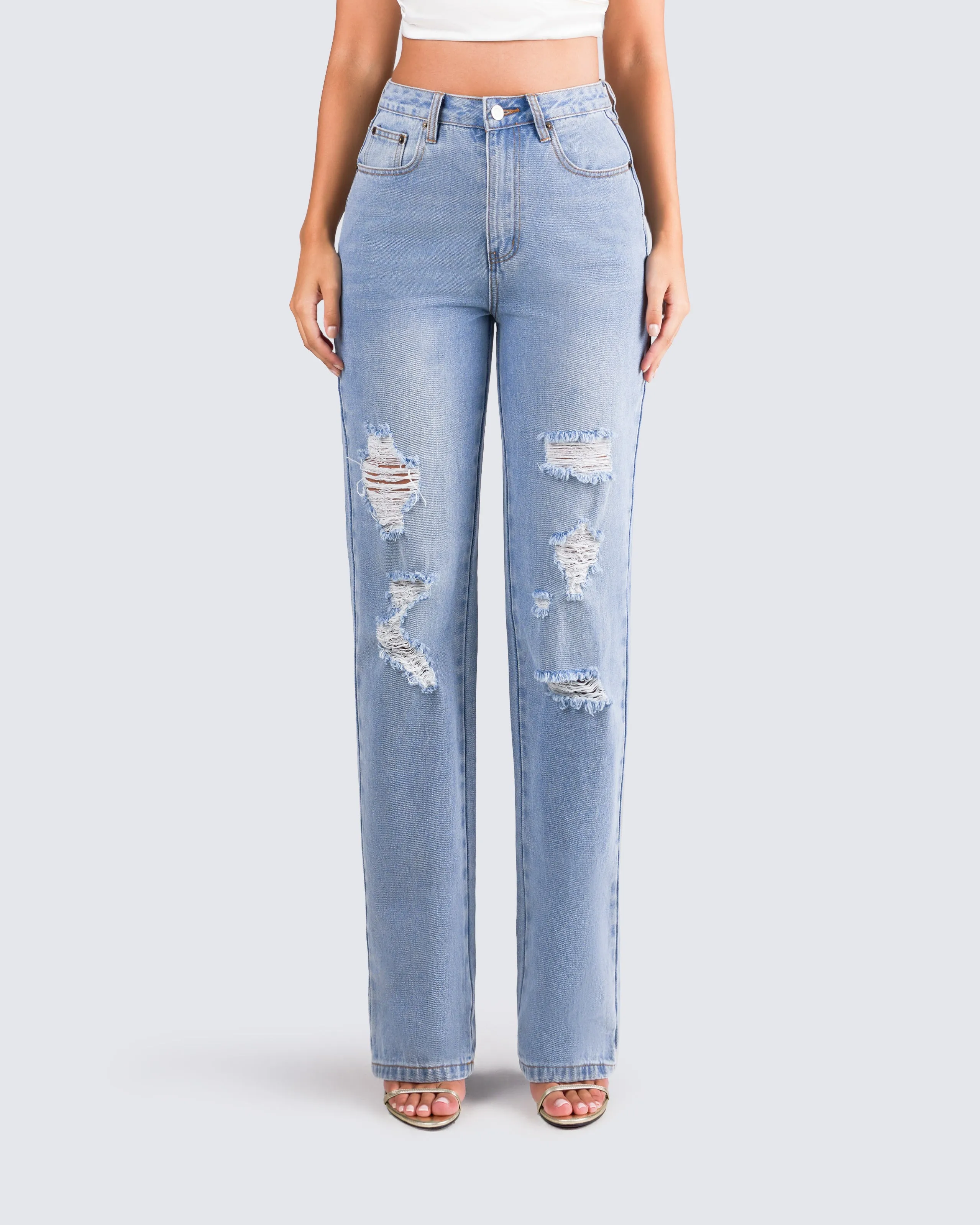 Monte Blue Denim Distressed Jean sold by Finesse product image thumbnail 4