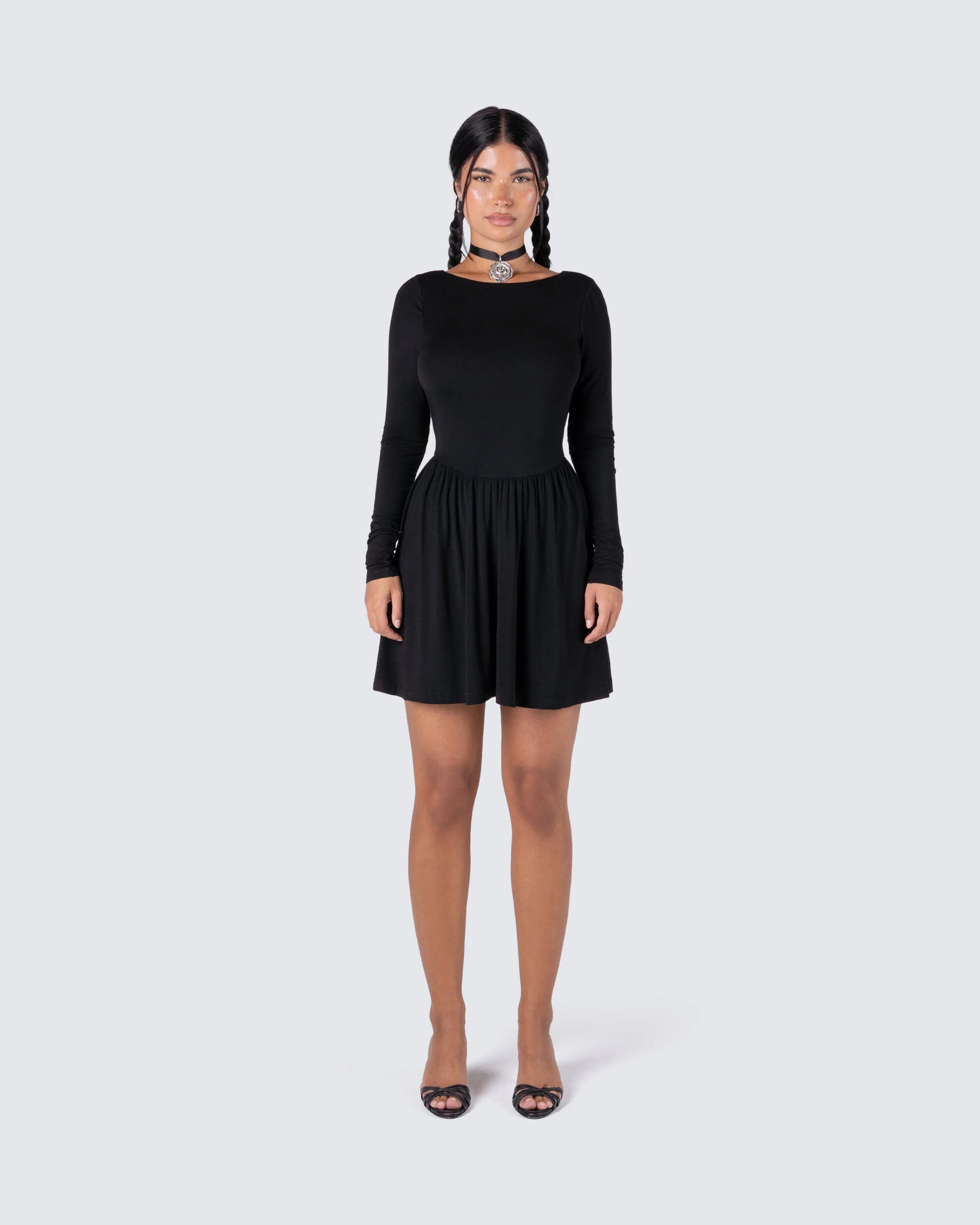 Leen Black Low Back Mini Dress sold by Finesse product image thumbnail 4