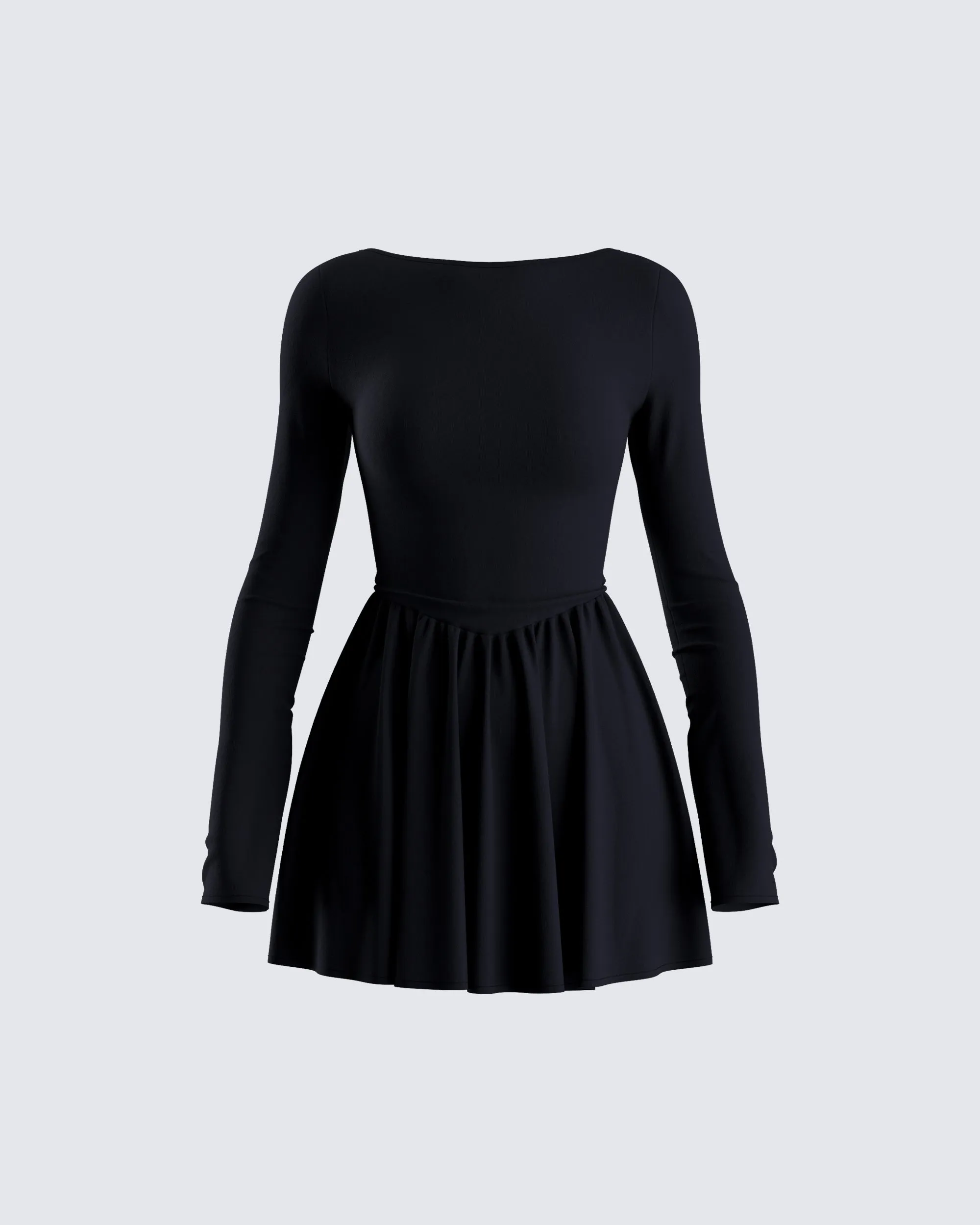 Leen Black Low Back Mini Dress sold by Finesse