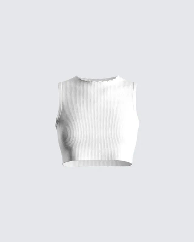 Vita White Cropped Tank sold by Finesse