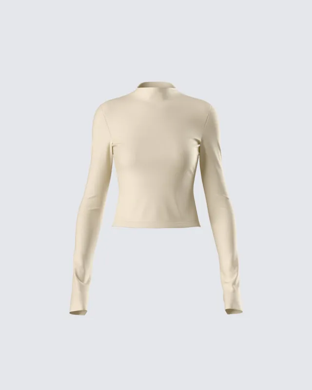 Jyn Khaki Jersey Long Sleeve Top sold by Finesse