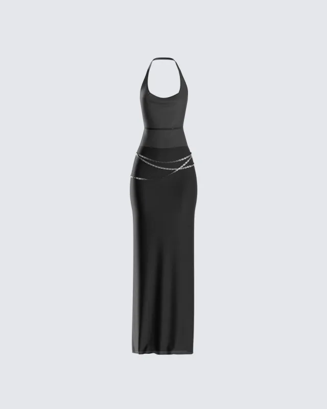 Marcel Black Halter Maxi Dress sold by Finesse
