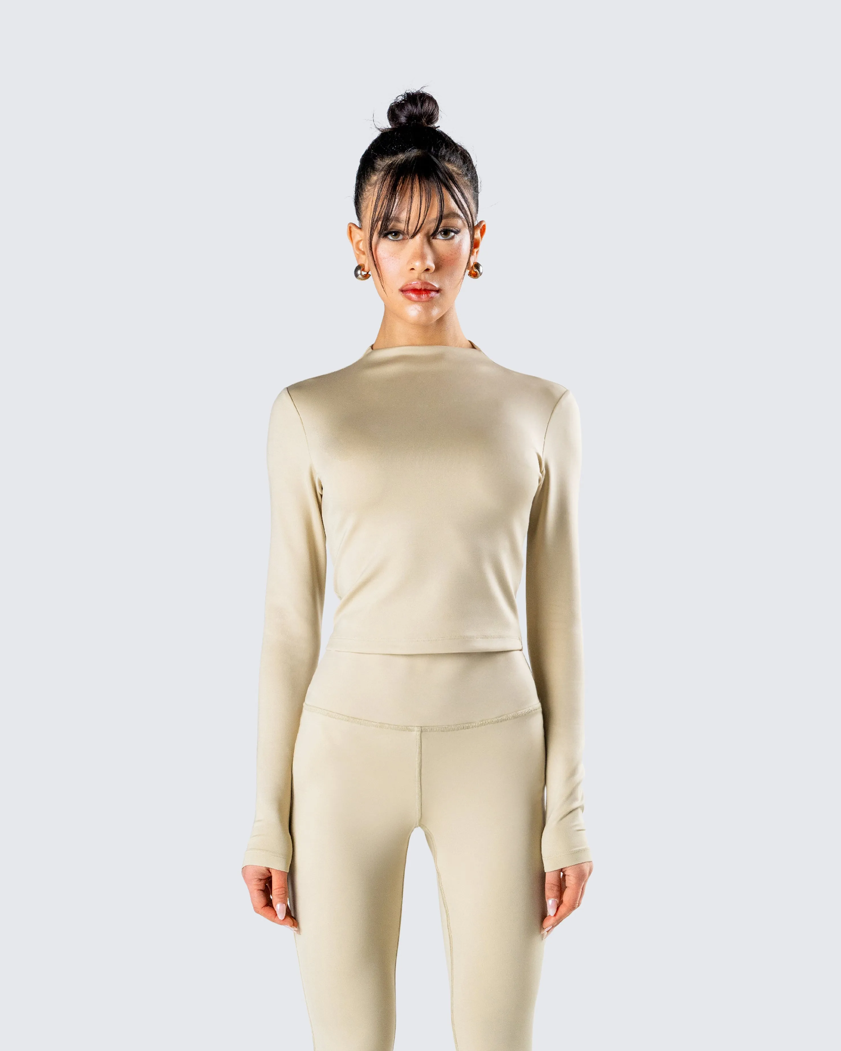 Jyn Khaki Jersey Long Sleeve Top sold by Finesse product image thumbnail 4