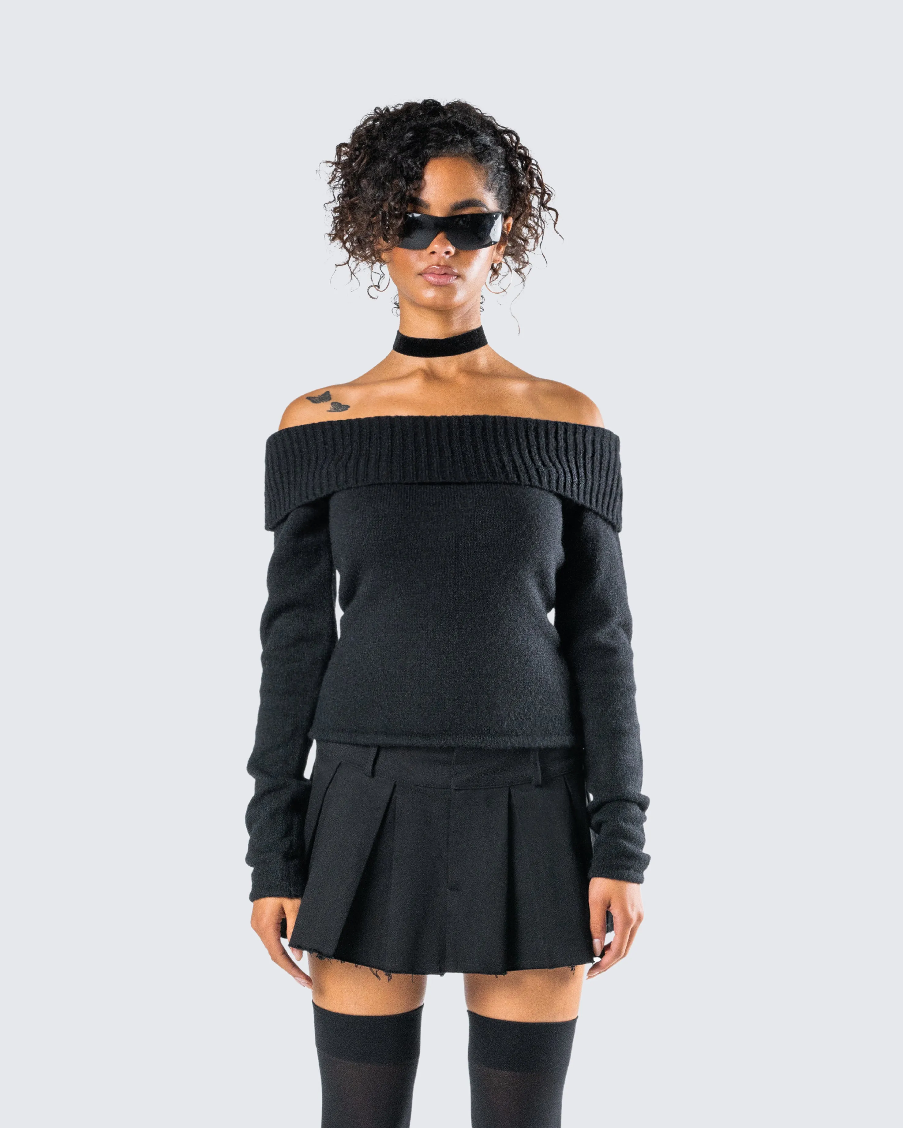 Lorraine Black Sweater Knit Top sold by Finesse product image thumbnail 4