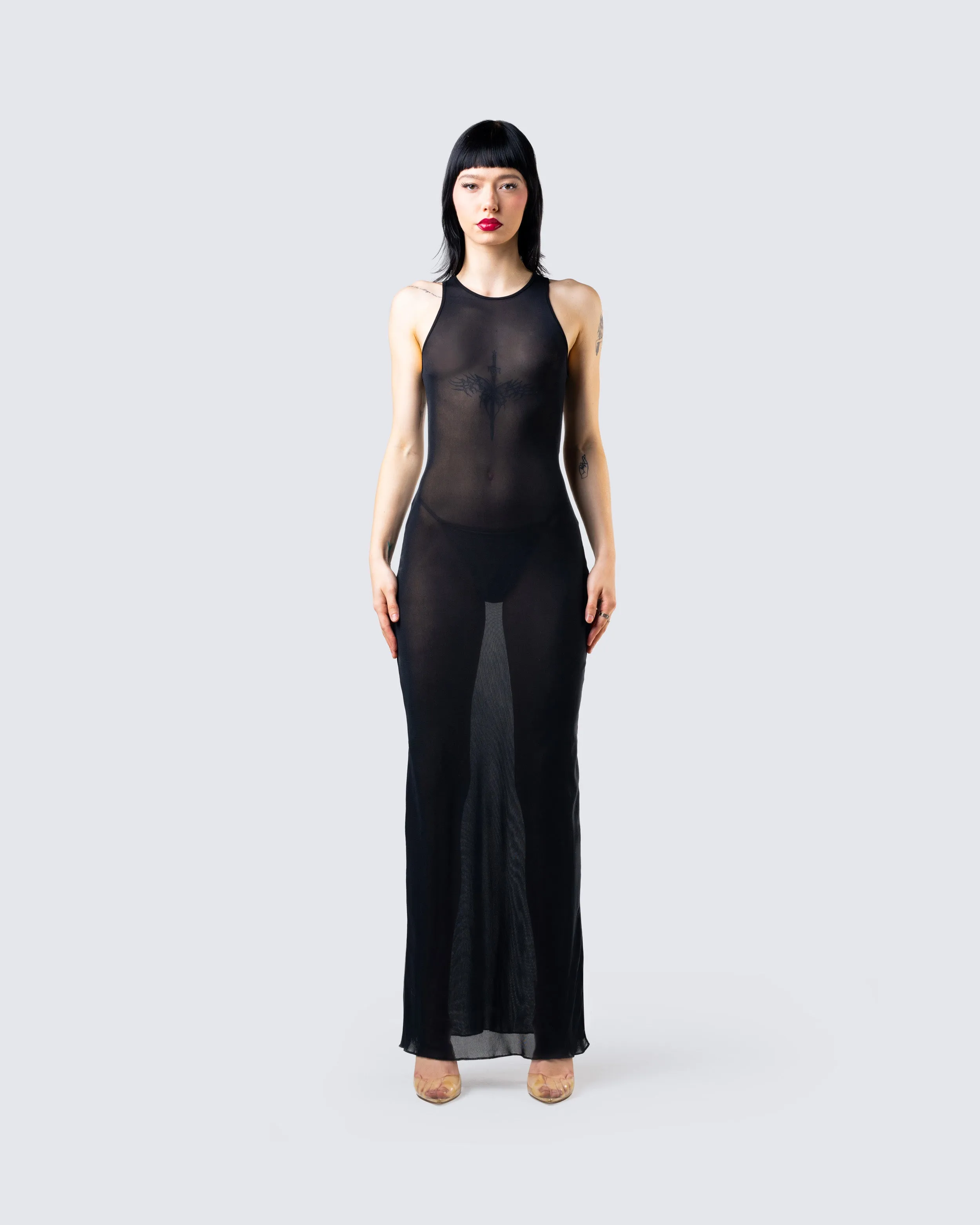 Rosario Black Mesh Maxi Dress sold by Finesse product image thumbnail 4