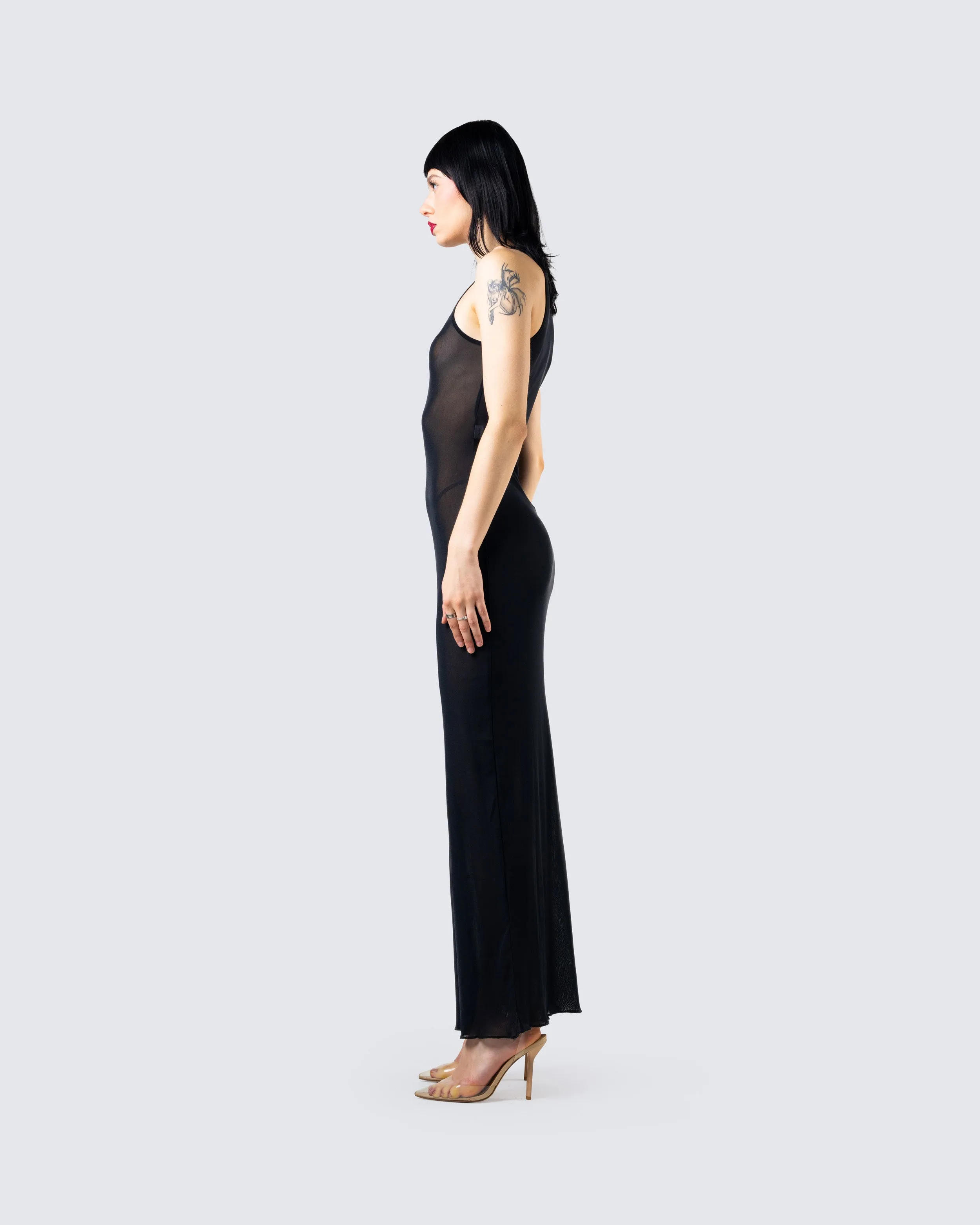 Rosario Black Mesh Maxi Dress sold by Finesse product image thumbnail 5