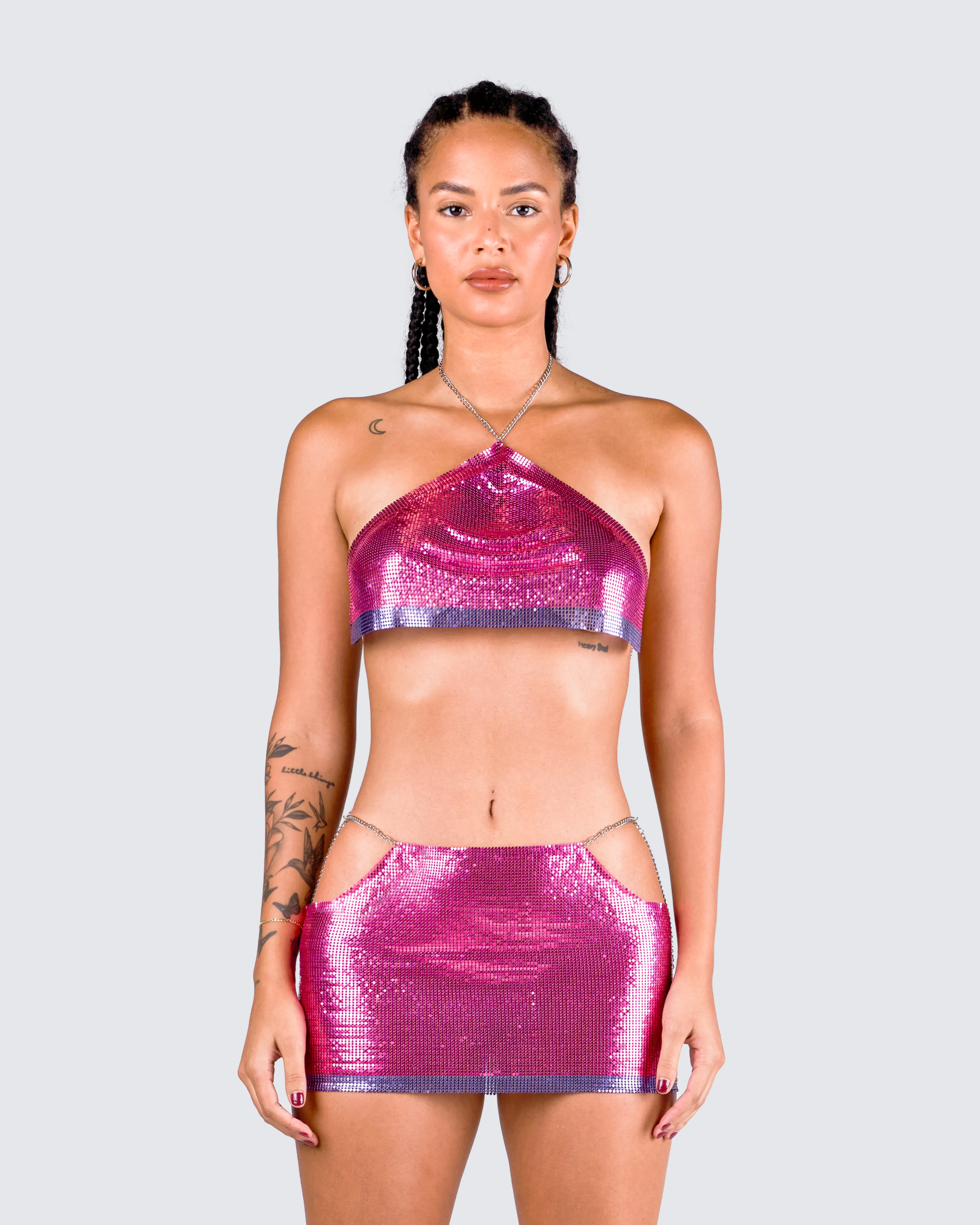 Jessa Hot Pink Chainmail Top sold by Finesse product image thumbnail 4
