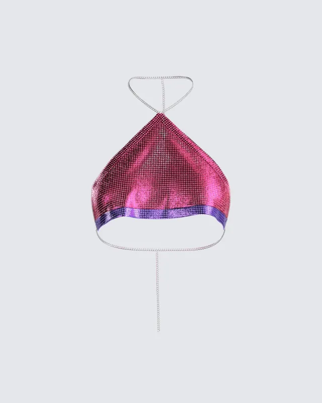 Jessa Hot Pink Chainmail Top sold by Finesse