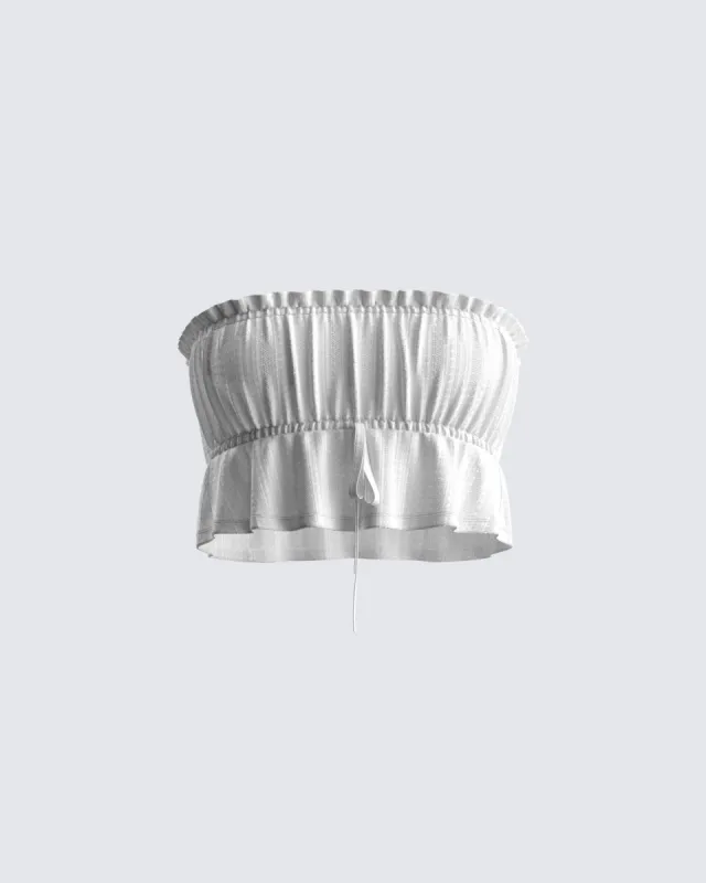 Elva White Cotton Strapless Top sold by Finesse