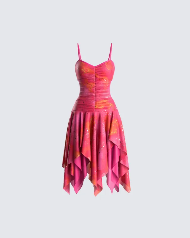 Alejandra Pink Handkerchief Dress sold by Finesse