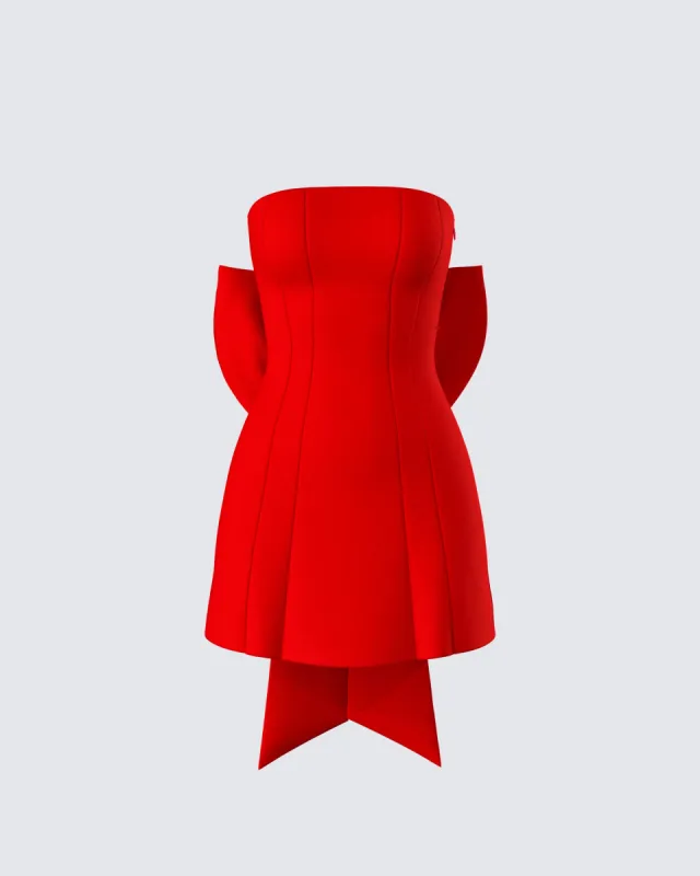McKay Red Strapless Bow Mini Dress sold by Finesse