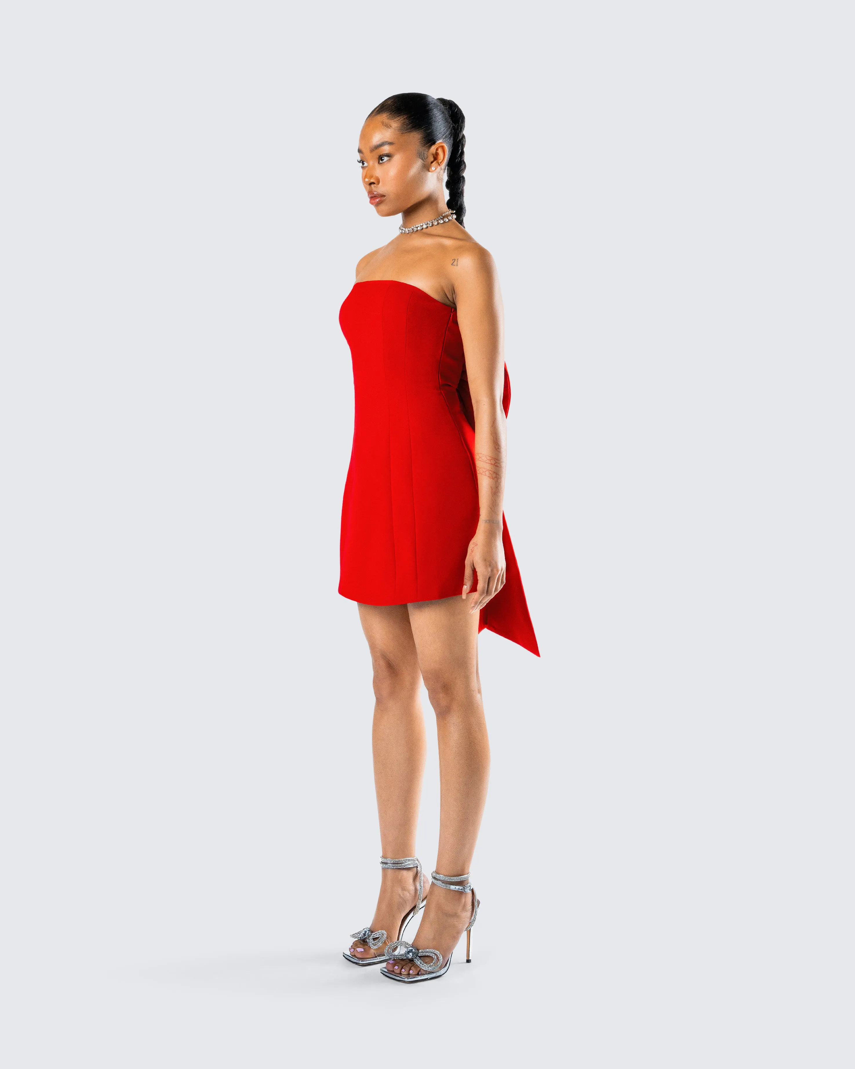 McKay Red Strapless Bow Mini Dress sold by Finesse product image thumbnail 5