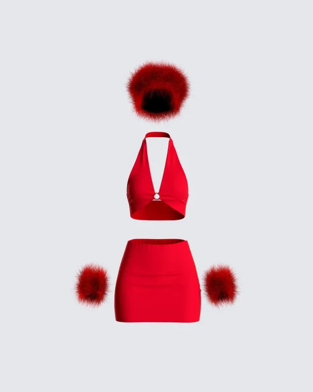 Carolina Red Fur Set sold by Finesse