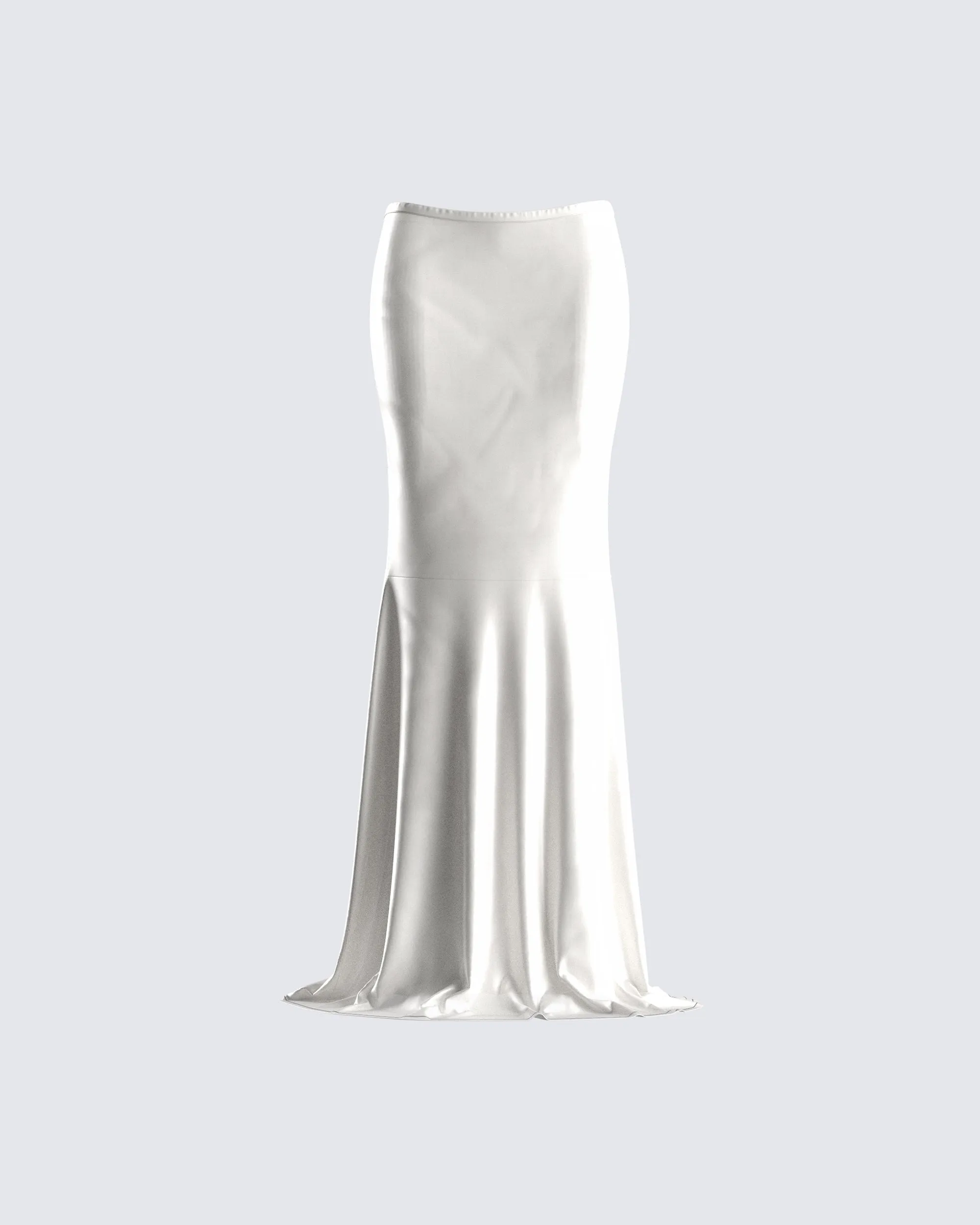 Minh White Satin Maxi Skirt sold by Finesse