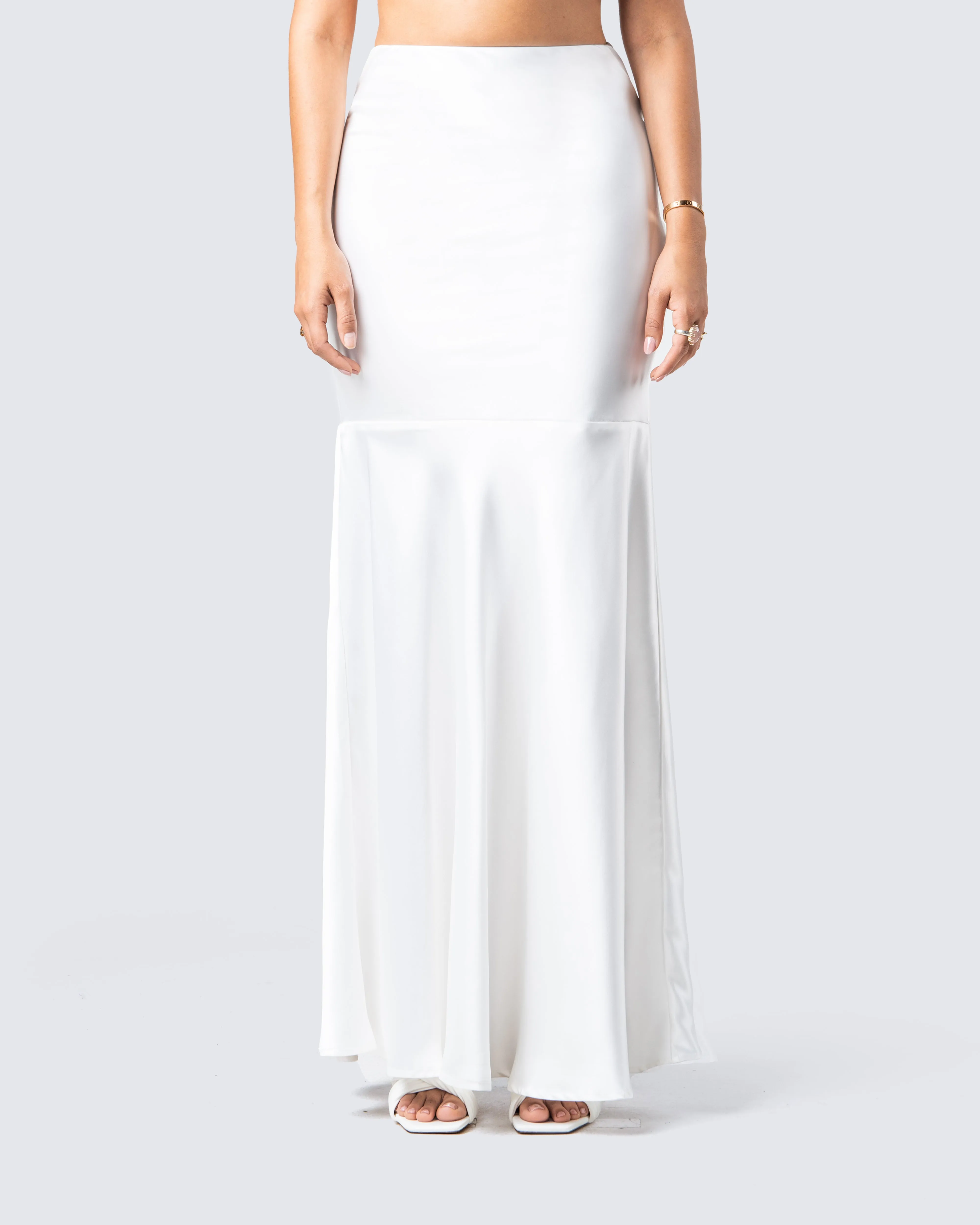 Minh White Satin Maxi Skirt sold by Finesse product image thumbnail 4