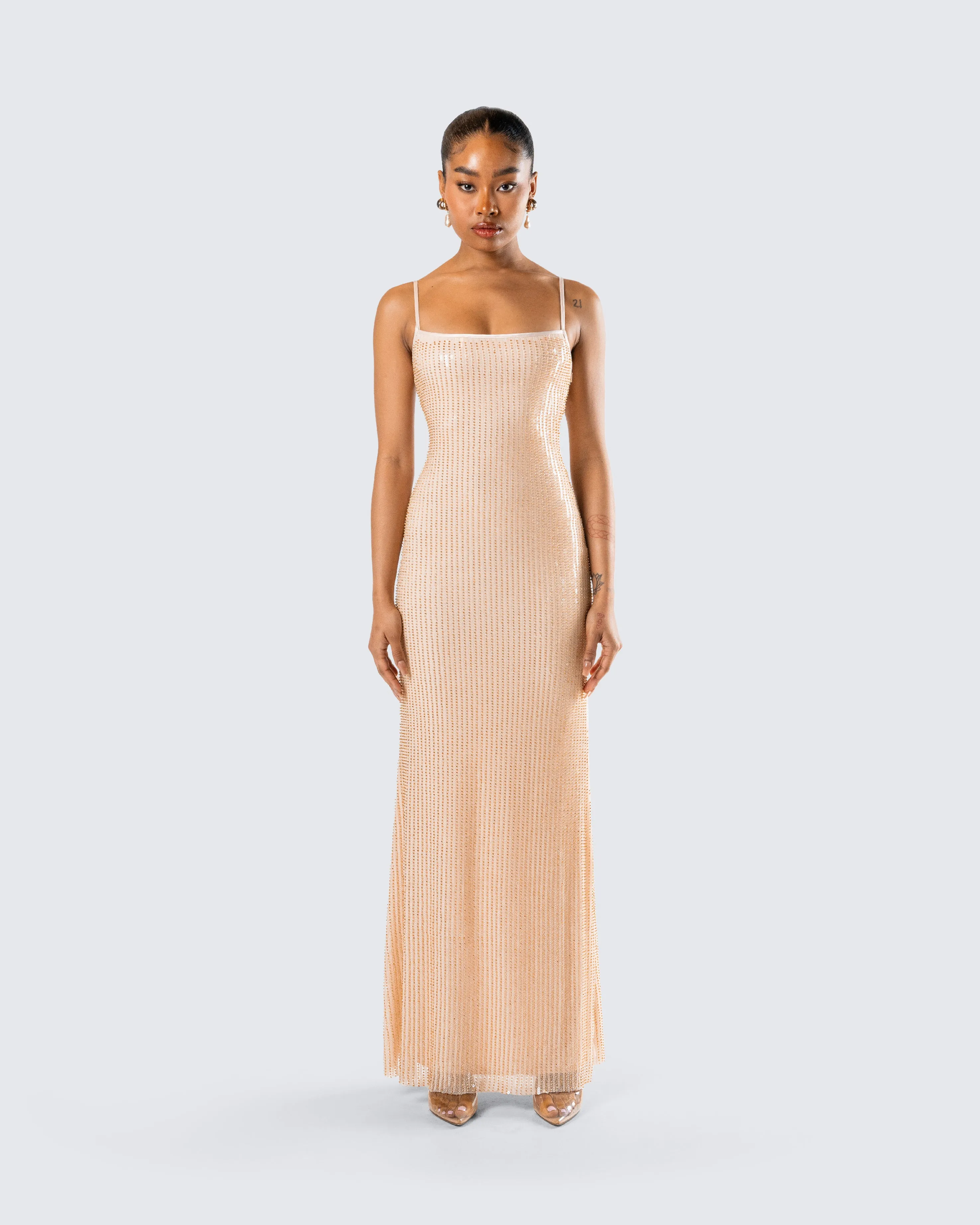 Michal Gold Sequin Maxi Dress sold by Finesse product image thumbnail 4