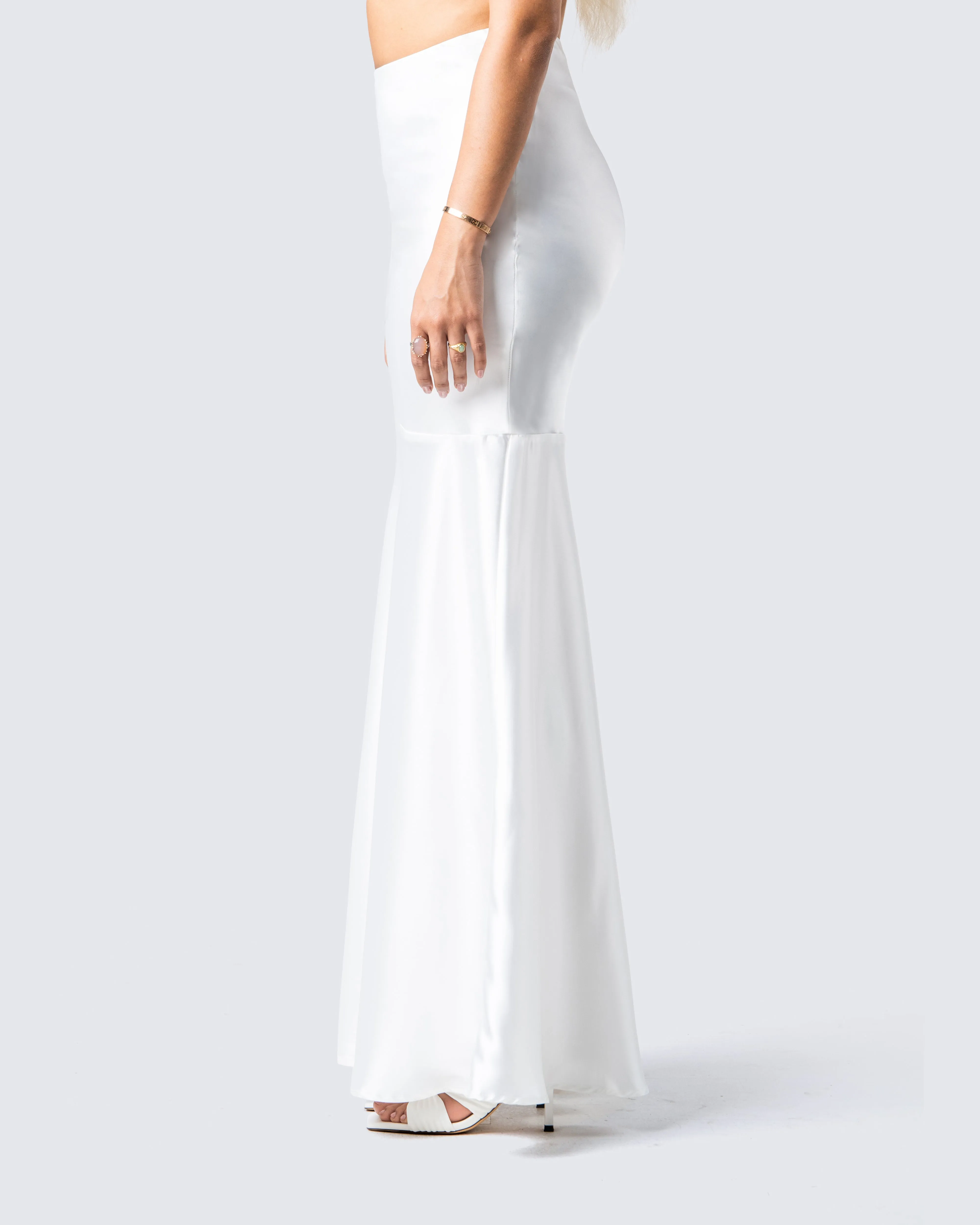 Minh White Satin Maxi Skirt sold by Finesse product image thumbnail 5