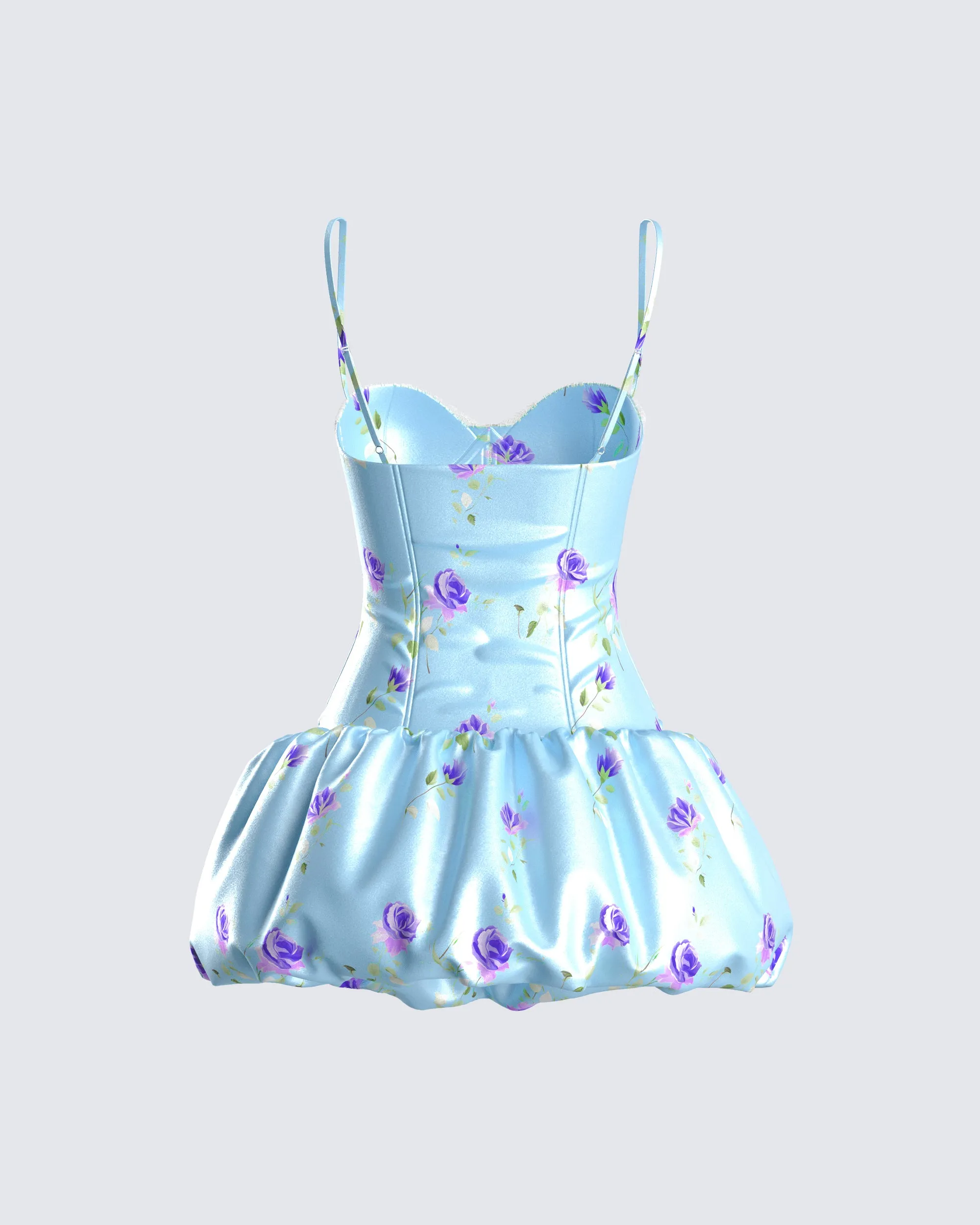 Tif Blue Satin Floral Bubble Dress sold by Finesse product image thumbnail 3