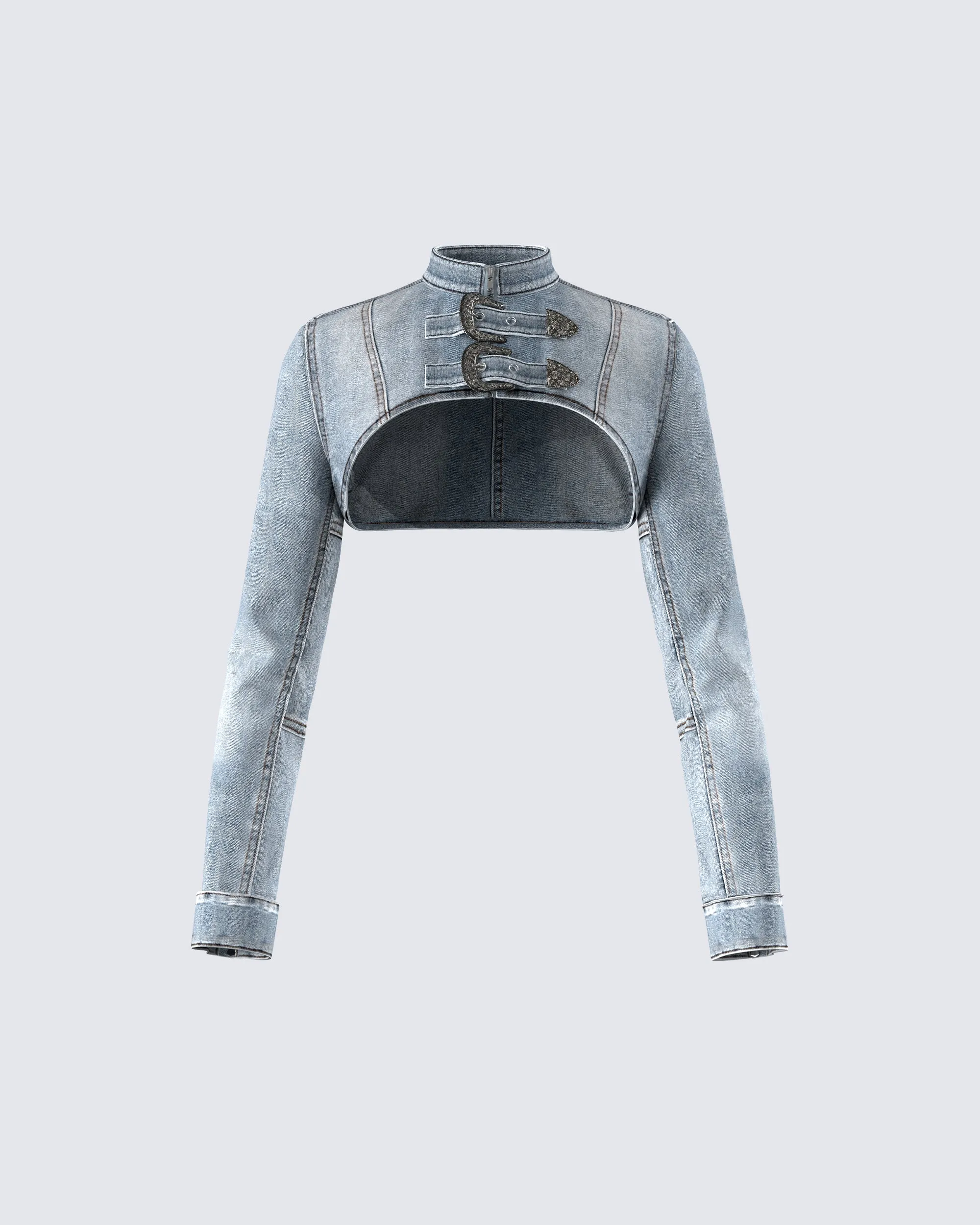 Eirene Cropped Denim Jacket sold by Finesse