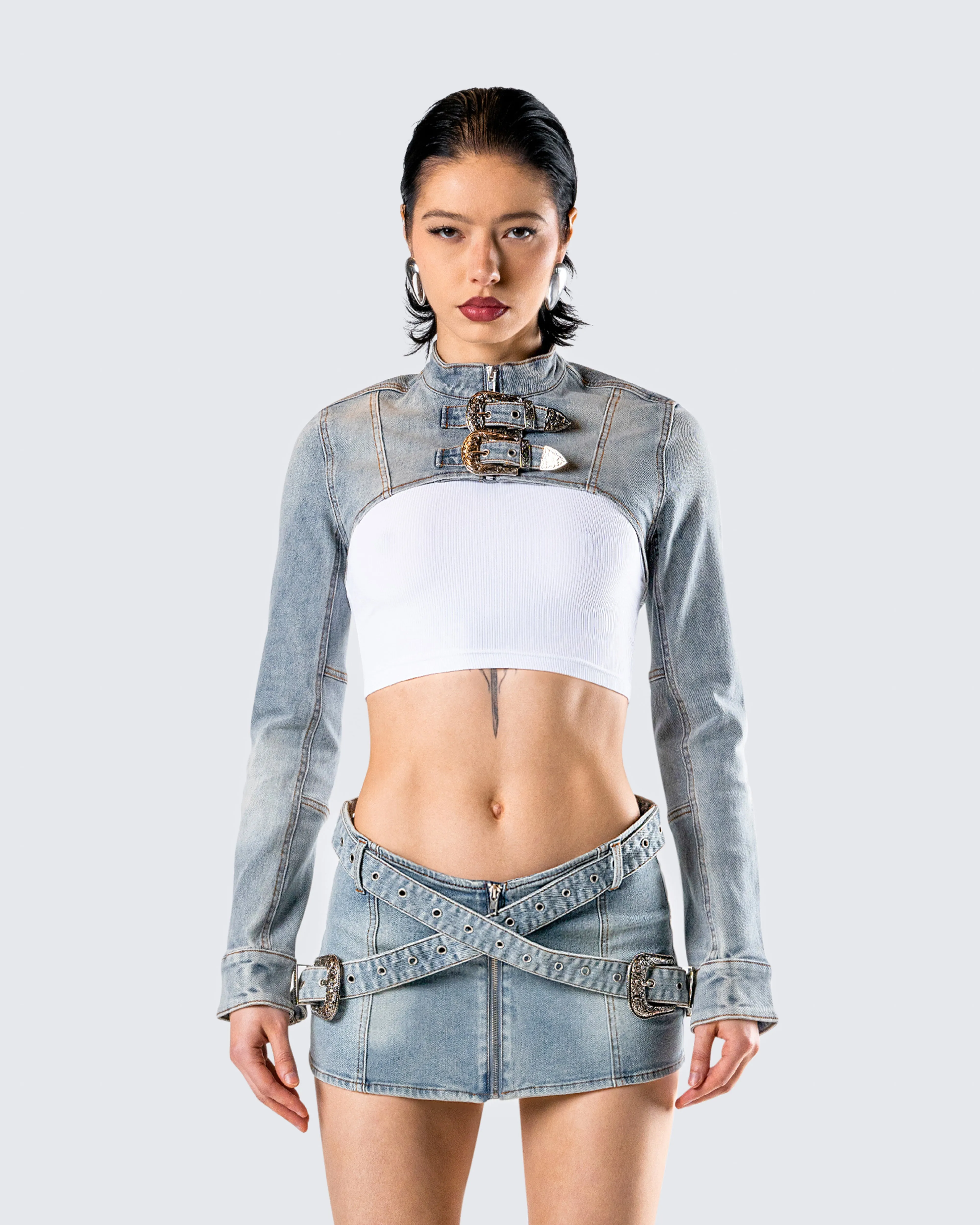 Eirene Cropped Denim Jacket sold by Finesse product image thumbnail 4