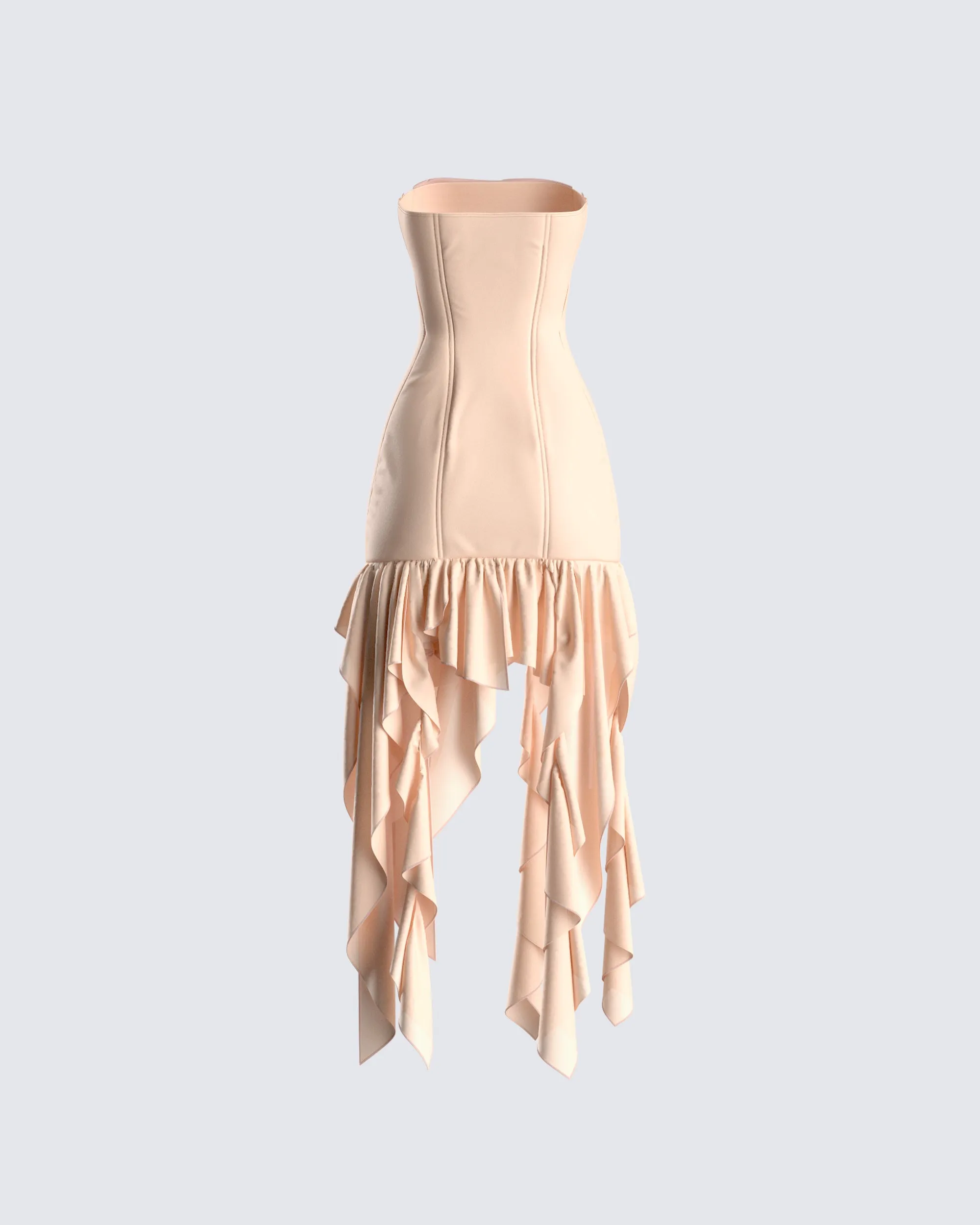 Manon Beige Chiffon Lace Up Dress sold by Finesse product image thumbnail 3